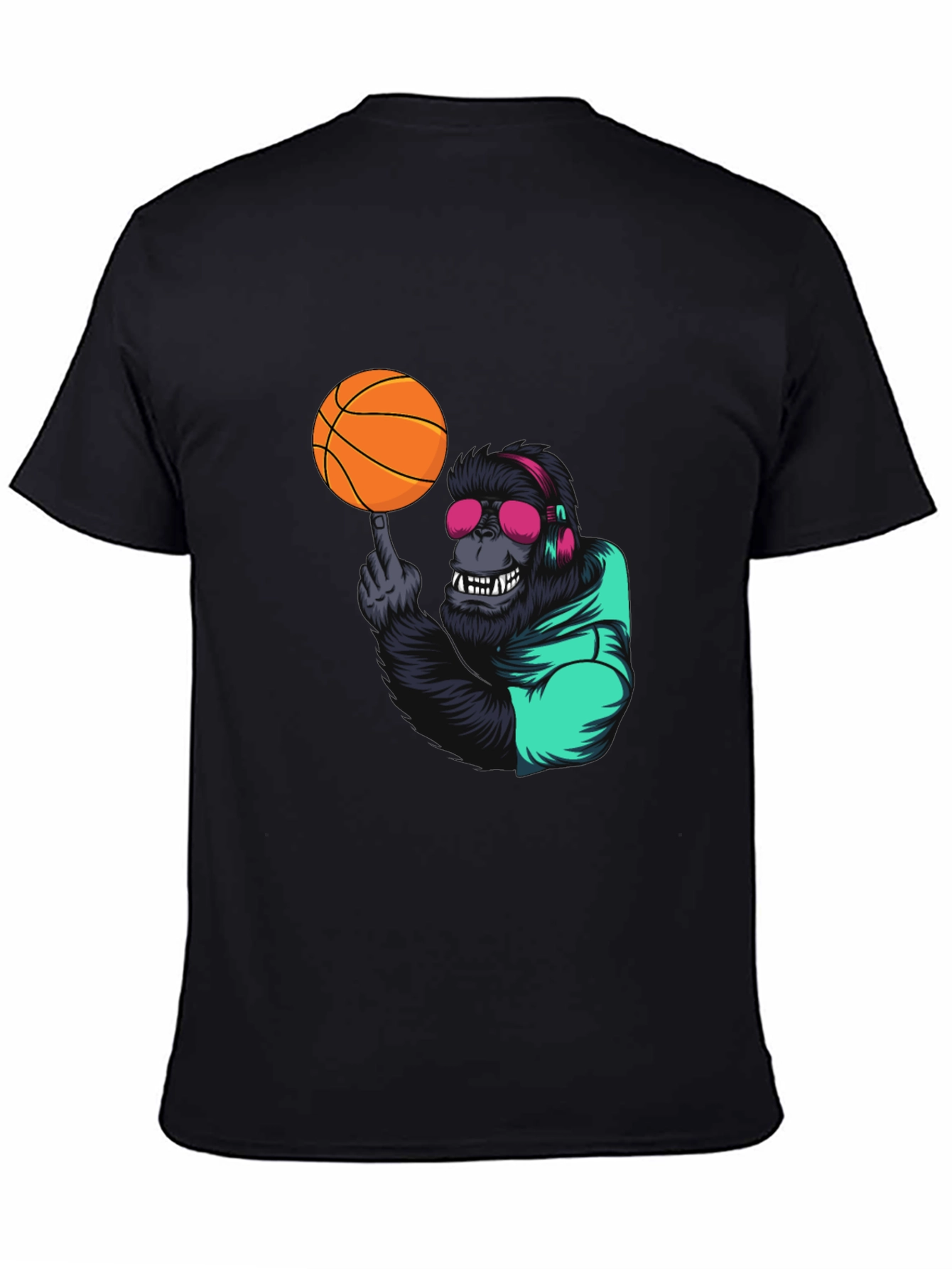 Black Cool Gorilla Basketball Graphic Tee view 4