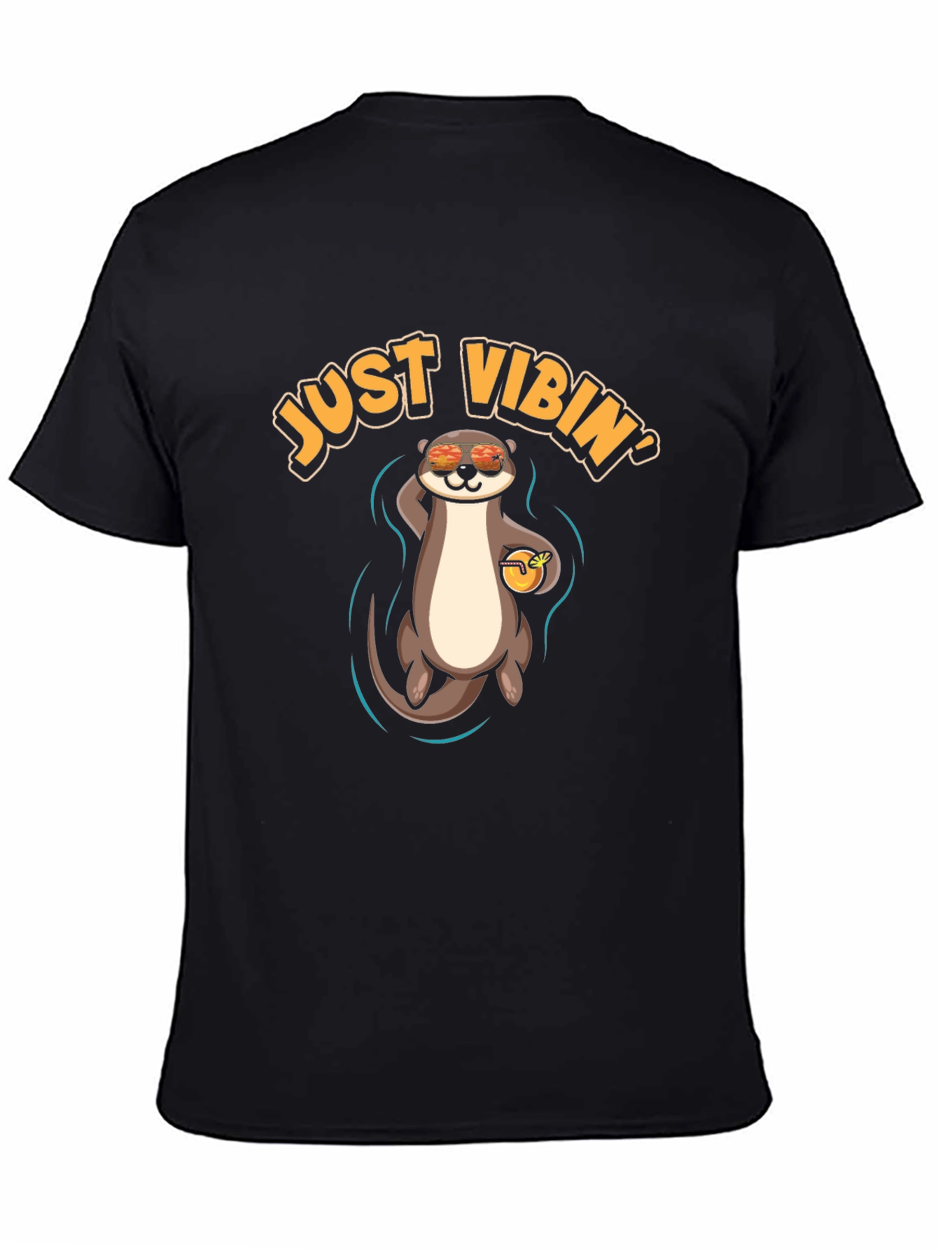 Black Just Vibin' Otter T-Shirt - Cool Summer Vibes view 4