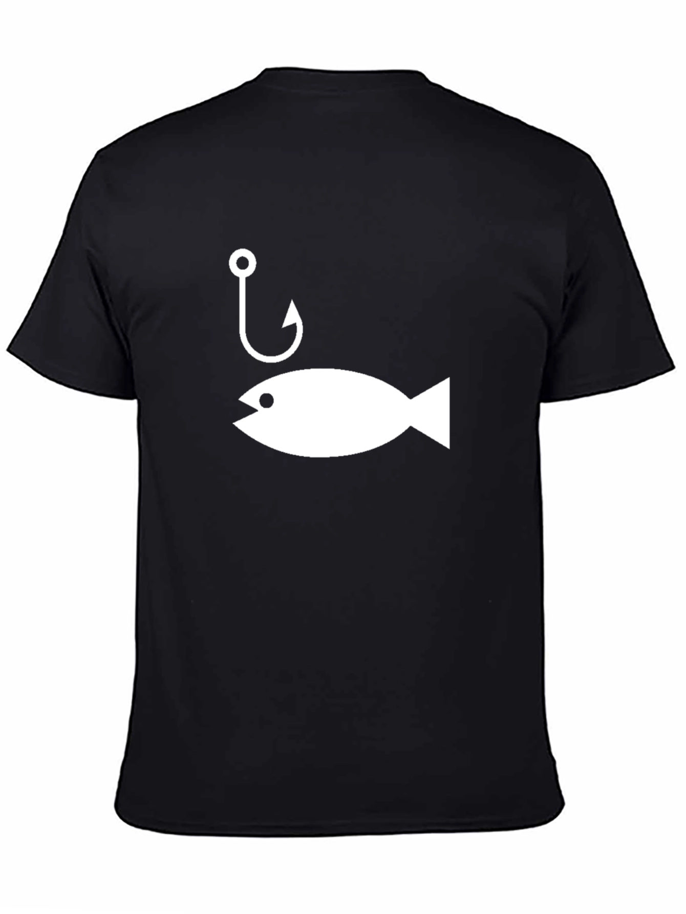 Black Fishing Hook & Fish Graphic Tee - Black view 4