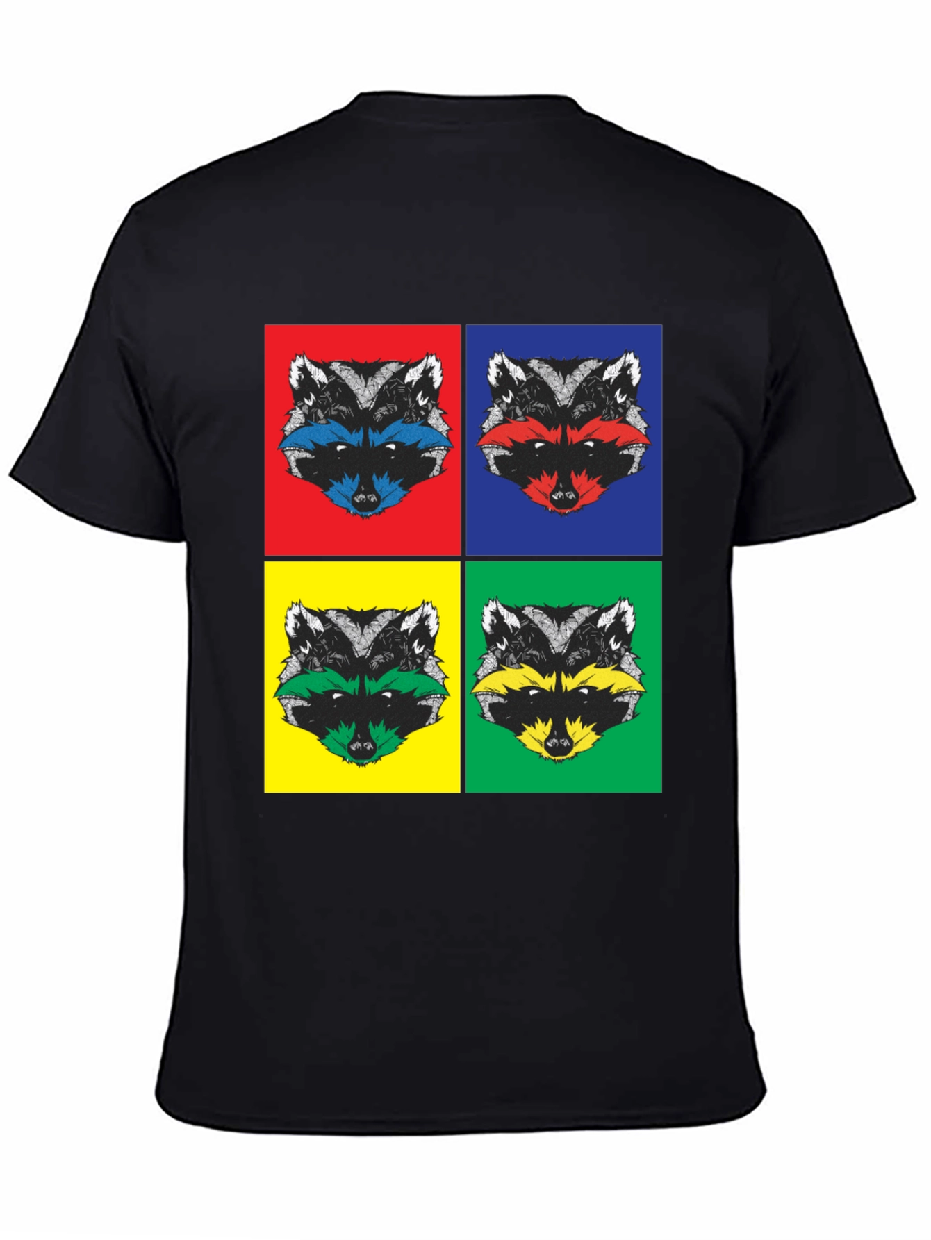 Black Pop Art Raccoon T-Shirt | Quirky Graphic Tee view 4