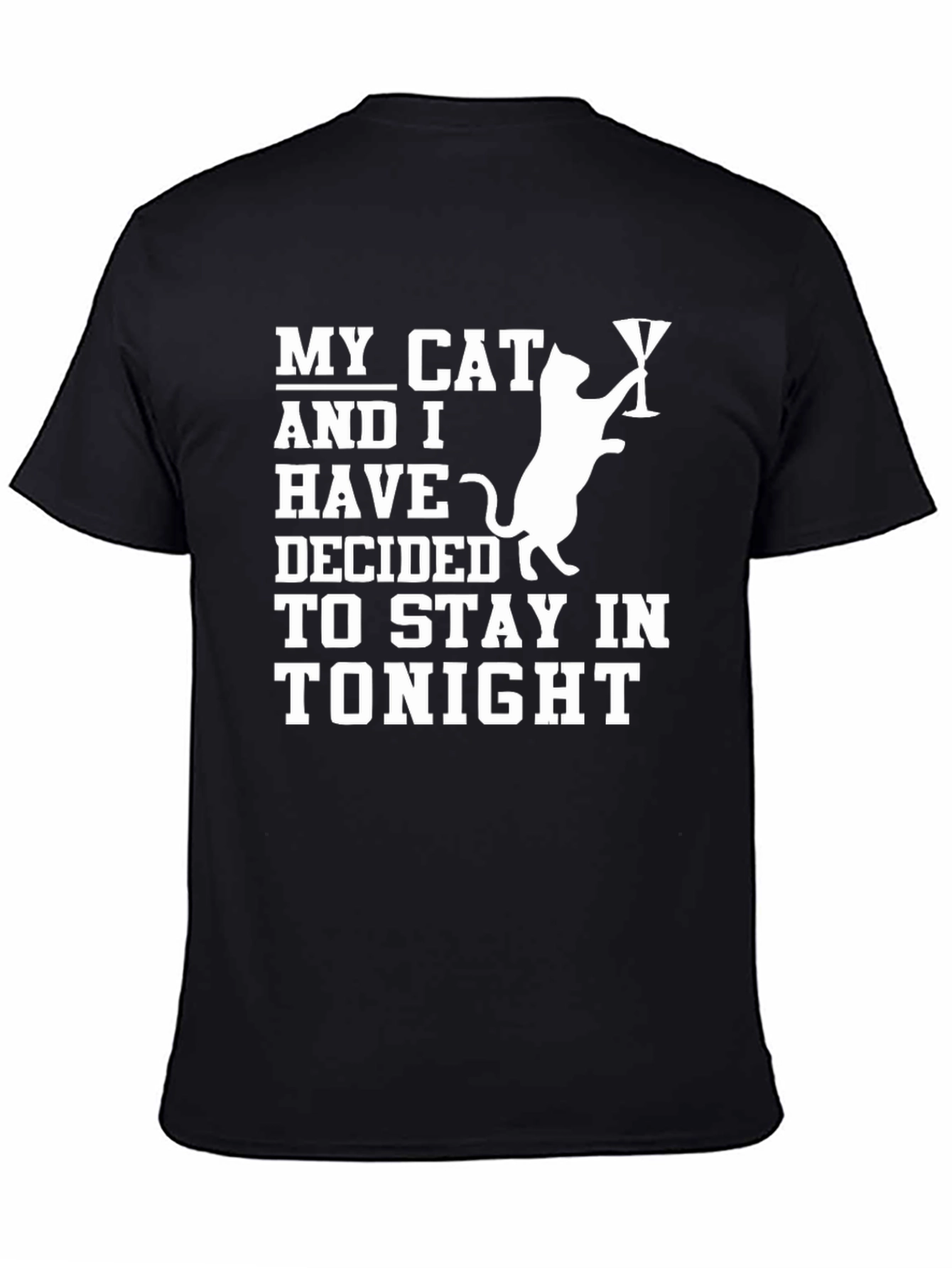 Black Stay-In Cat T-Shirt: Cozy Night In Style! view 4