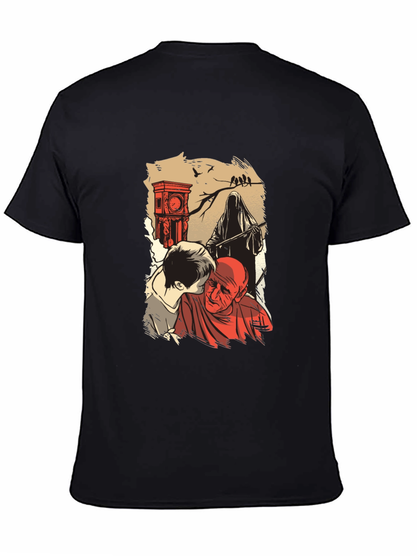 Black Grim Reaper Graphic T-Shirt - Time & Mortality view 4