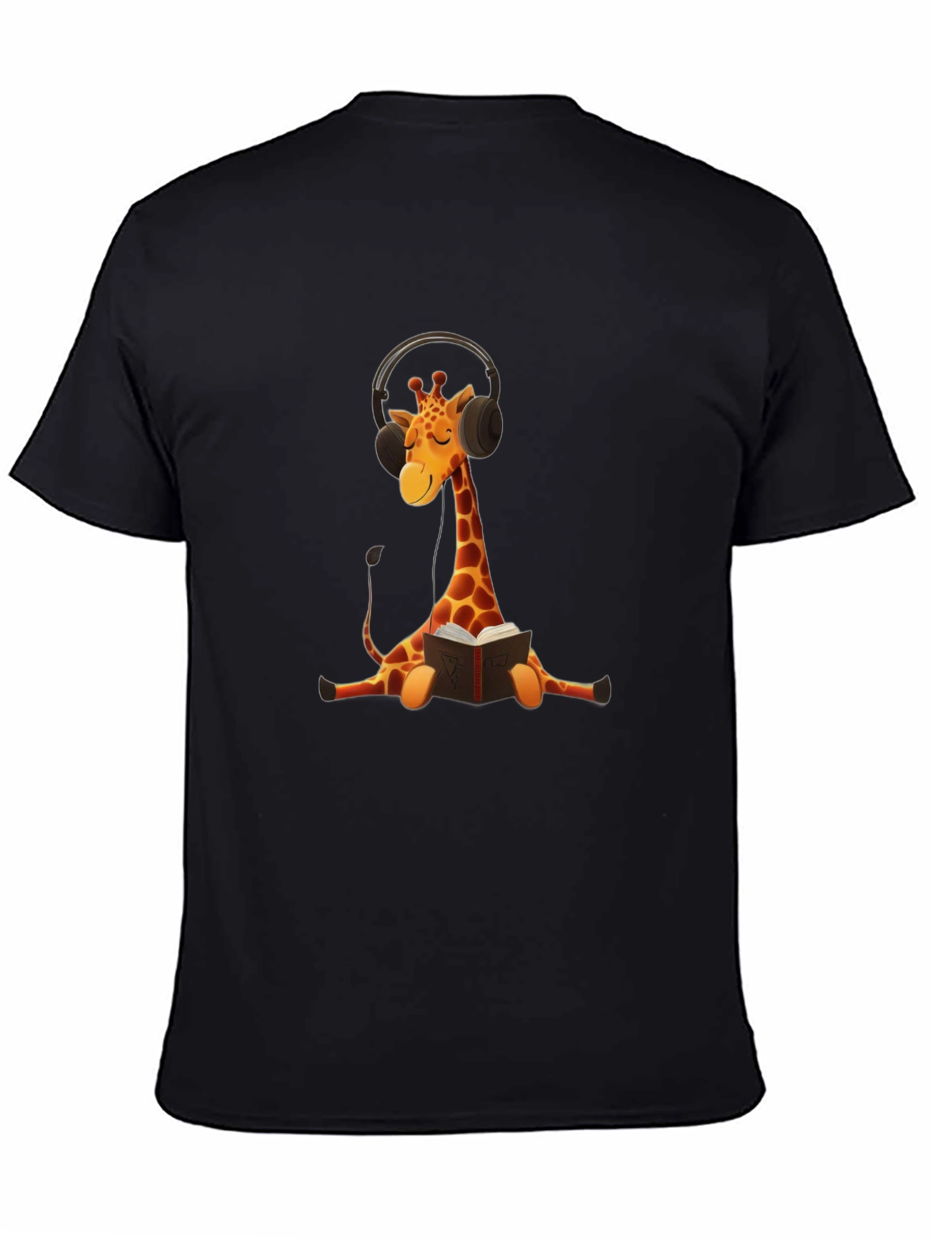 Black Giraffe Headphone Bookworm Graphic Tee view 4