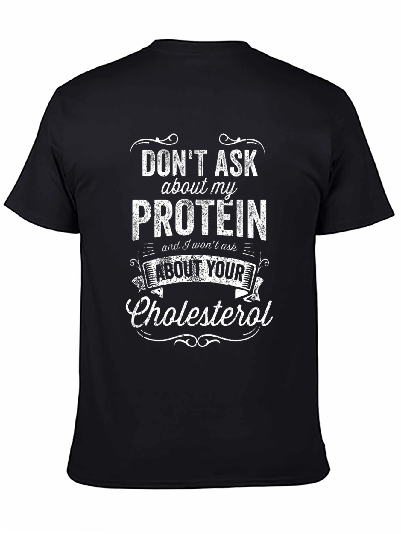 Black Funny Protein & Cholesterol Graphic T-Shirt - Black view 4