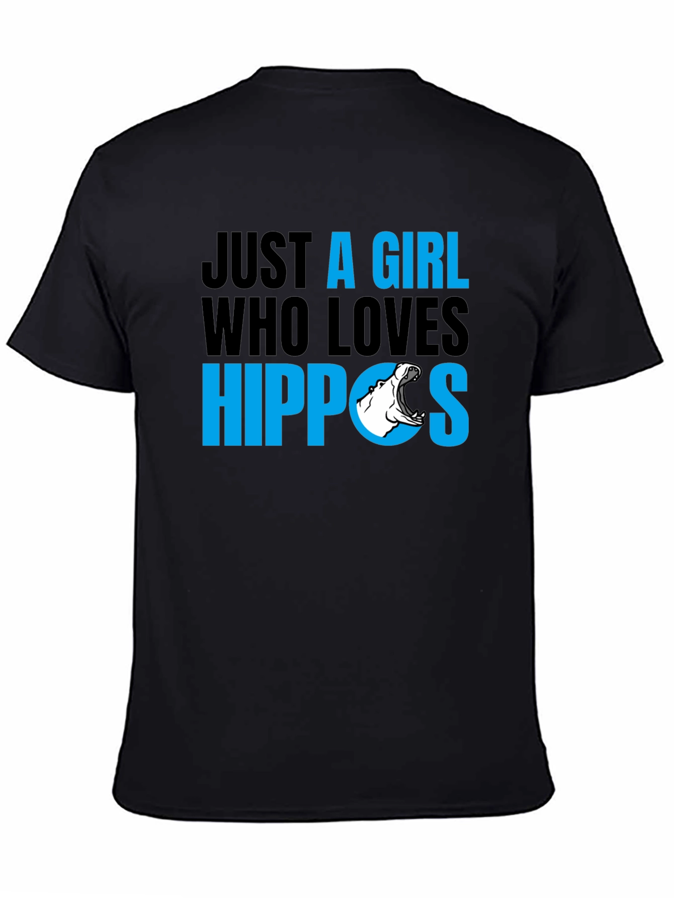 Black Just a Girl Who Loves Hippos T-Shirt - Black view 4
