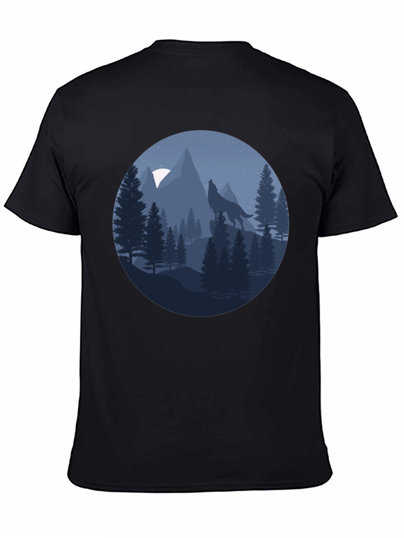 Black Wolf Howling at Moon T-Shirt - Nature Graphic Tee view 4