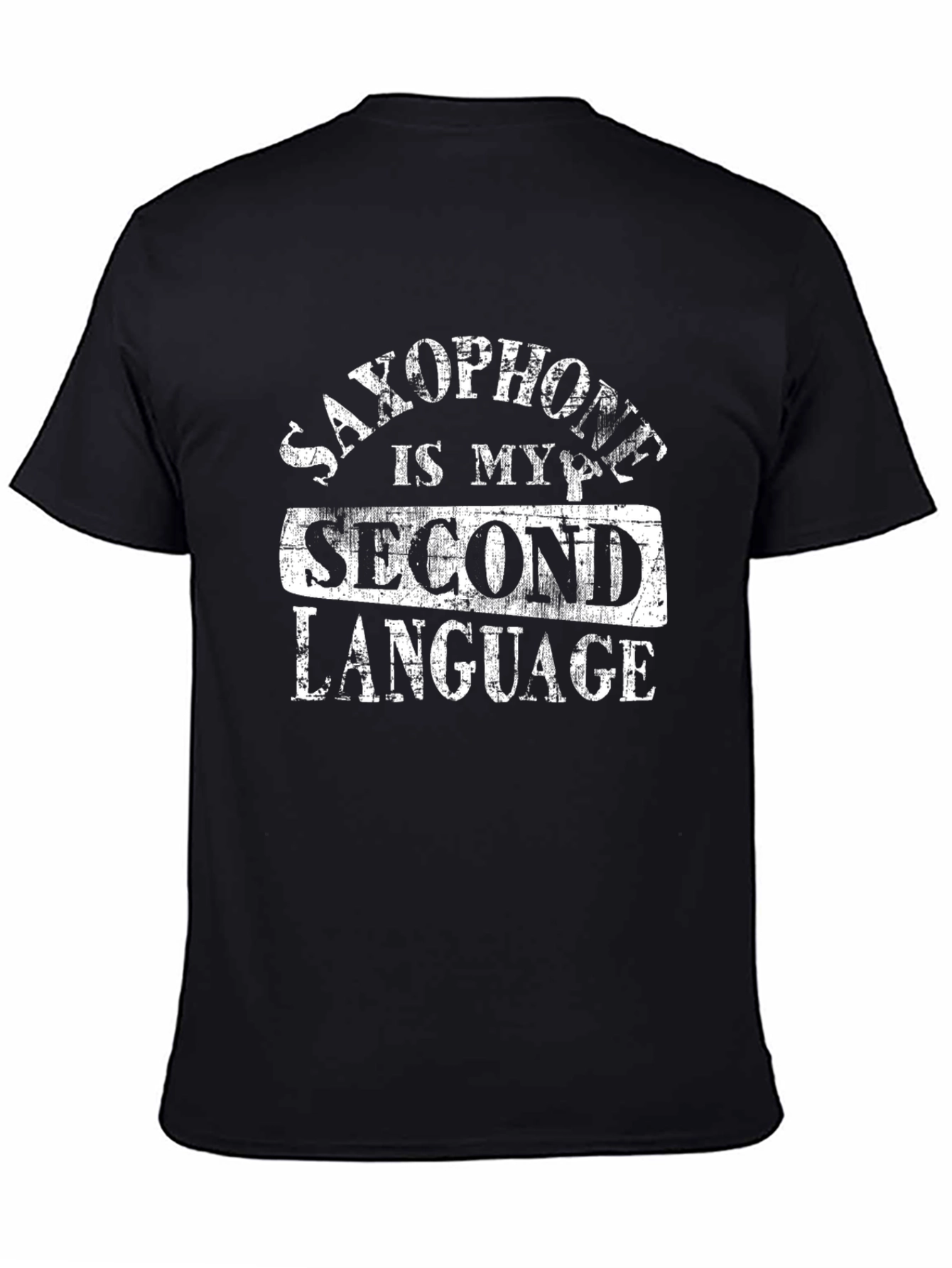 Black Saxophone is My Second Language Black Graphic Tee view 4