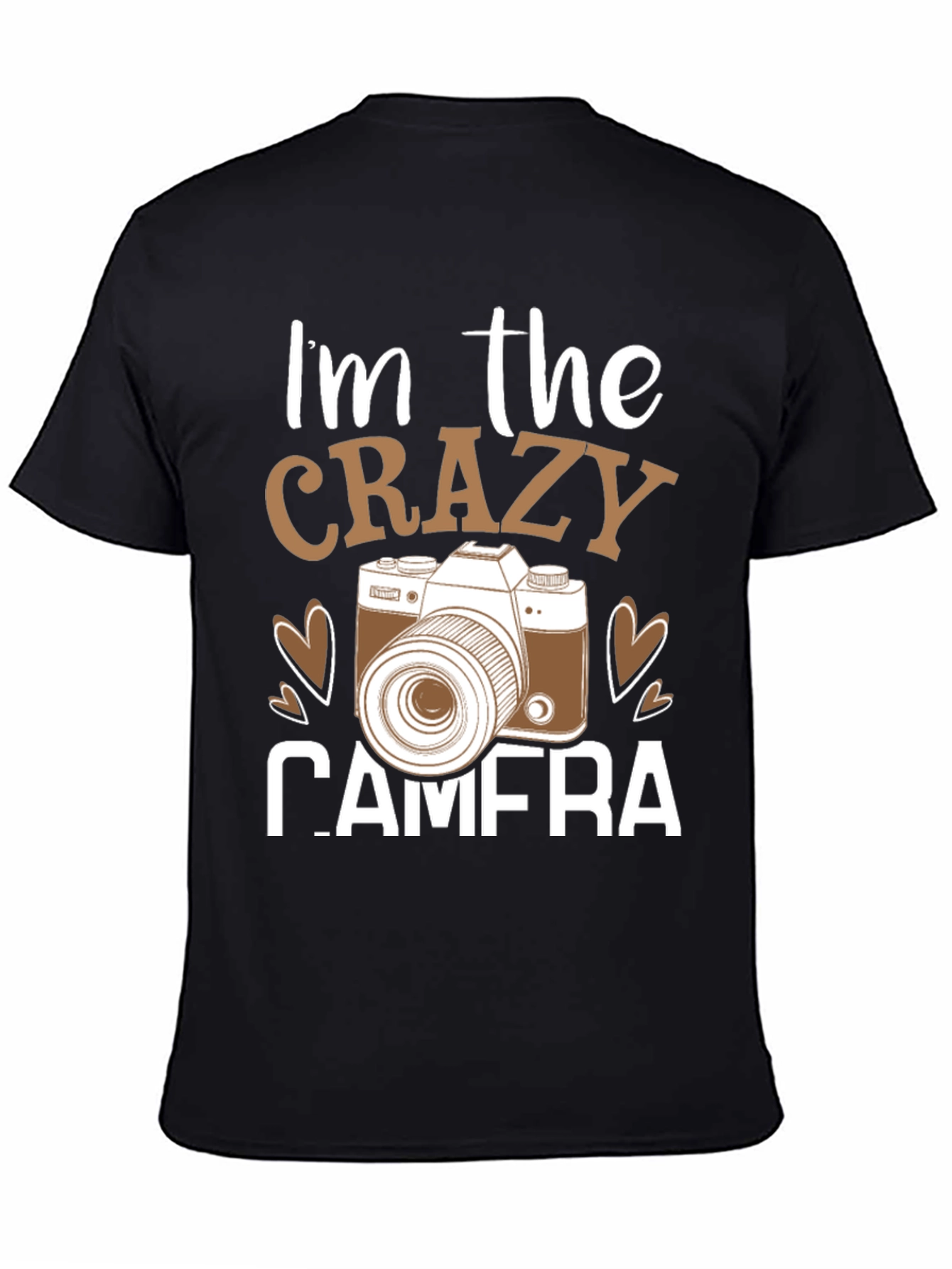 Black Crazy Camera T-Shirt - Photography Lover Gift view 4
