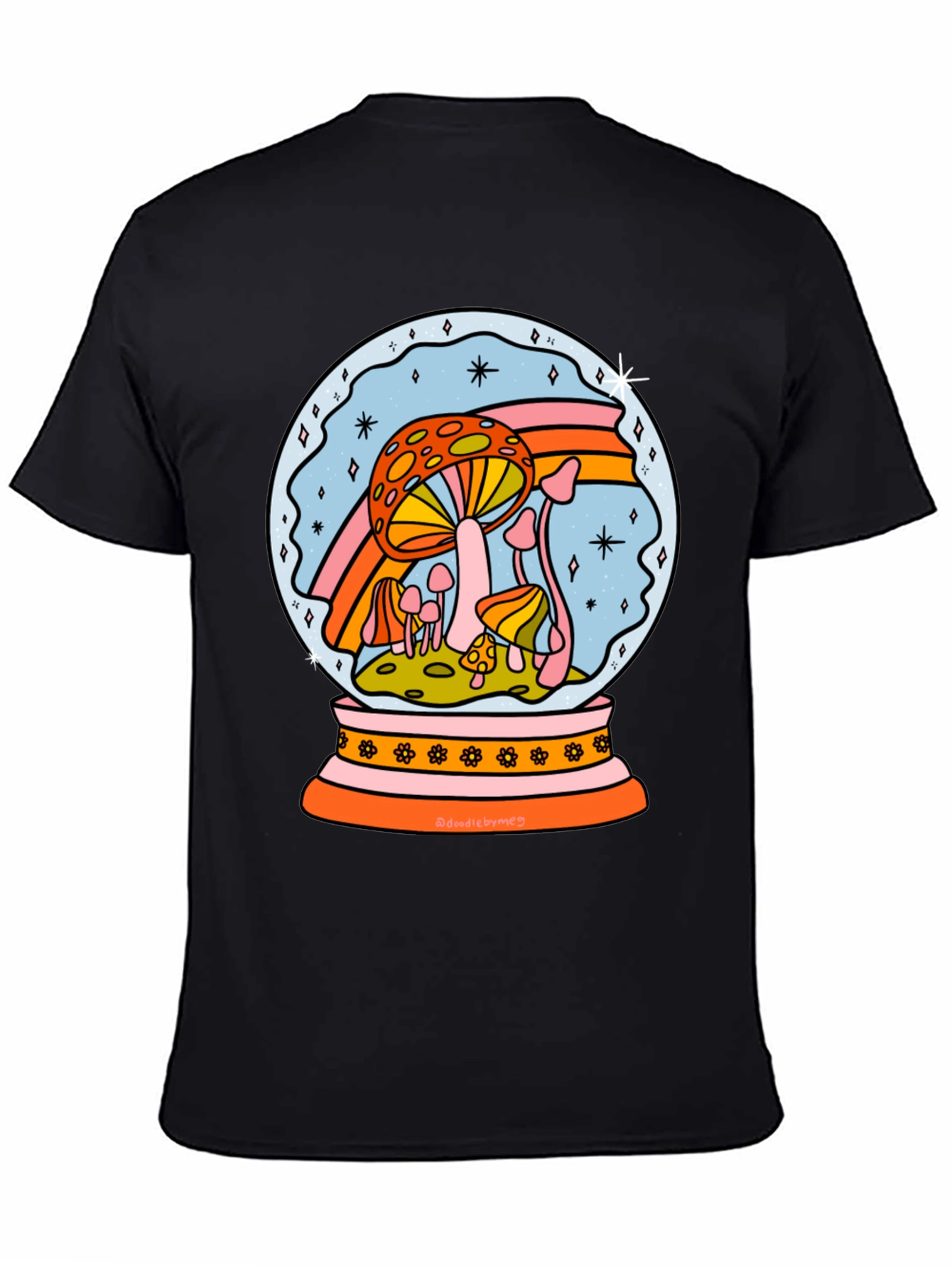 Black Mushroom Snow Globe Graphic Tee - Black view 4
