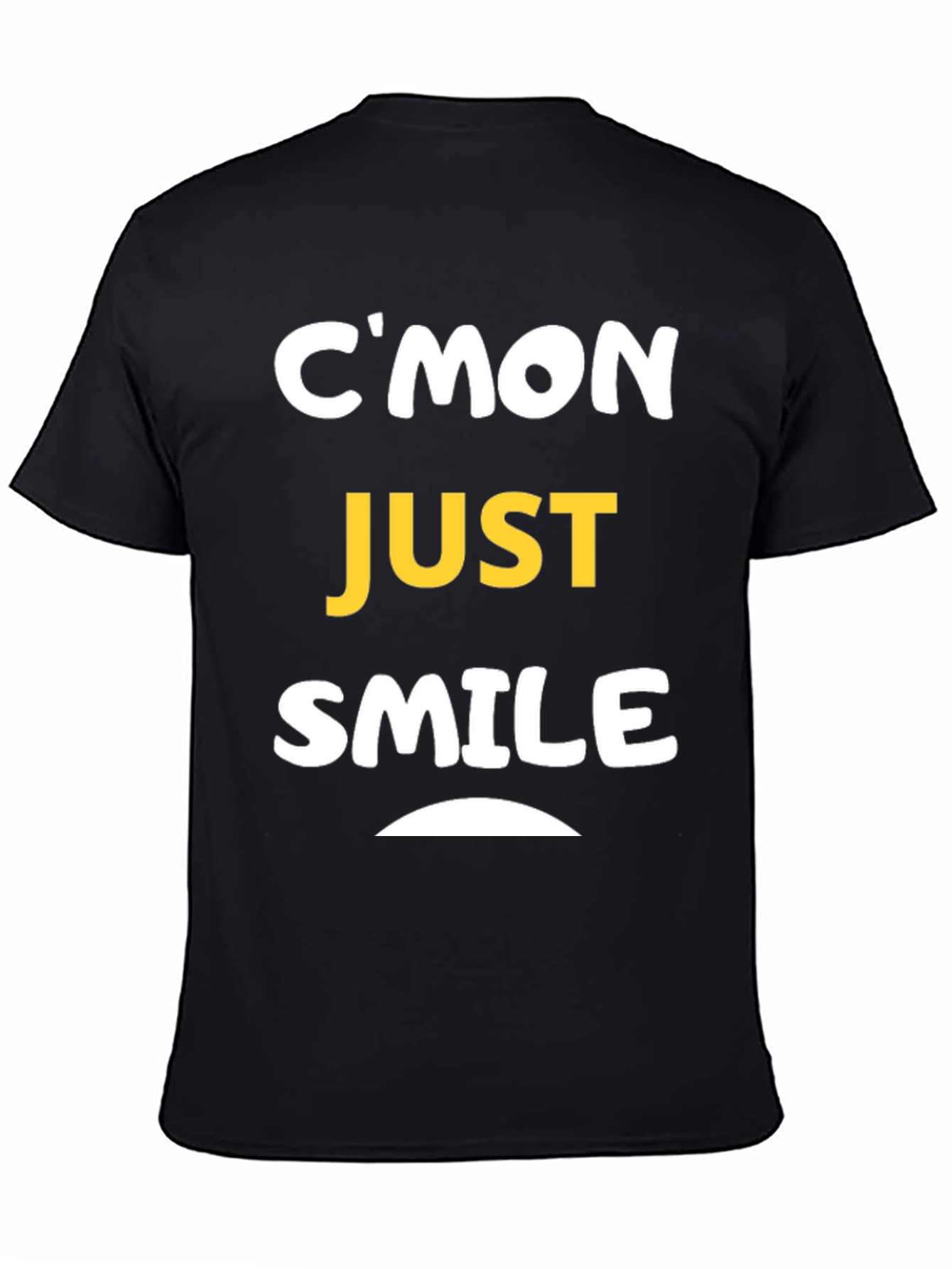 Black C'mon Just Smile Graphic Tee - Black Cotton Comfort view 4