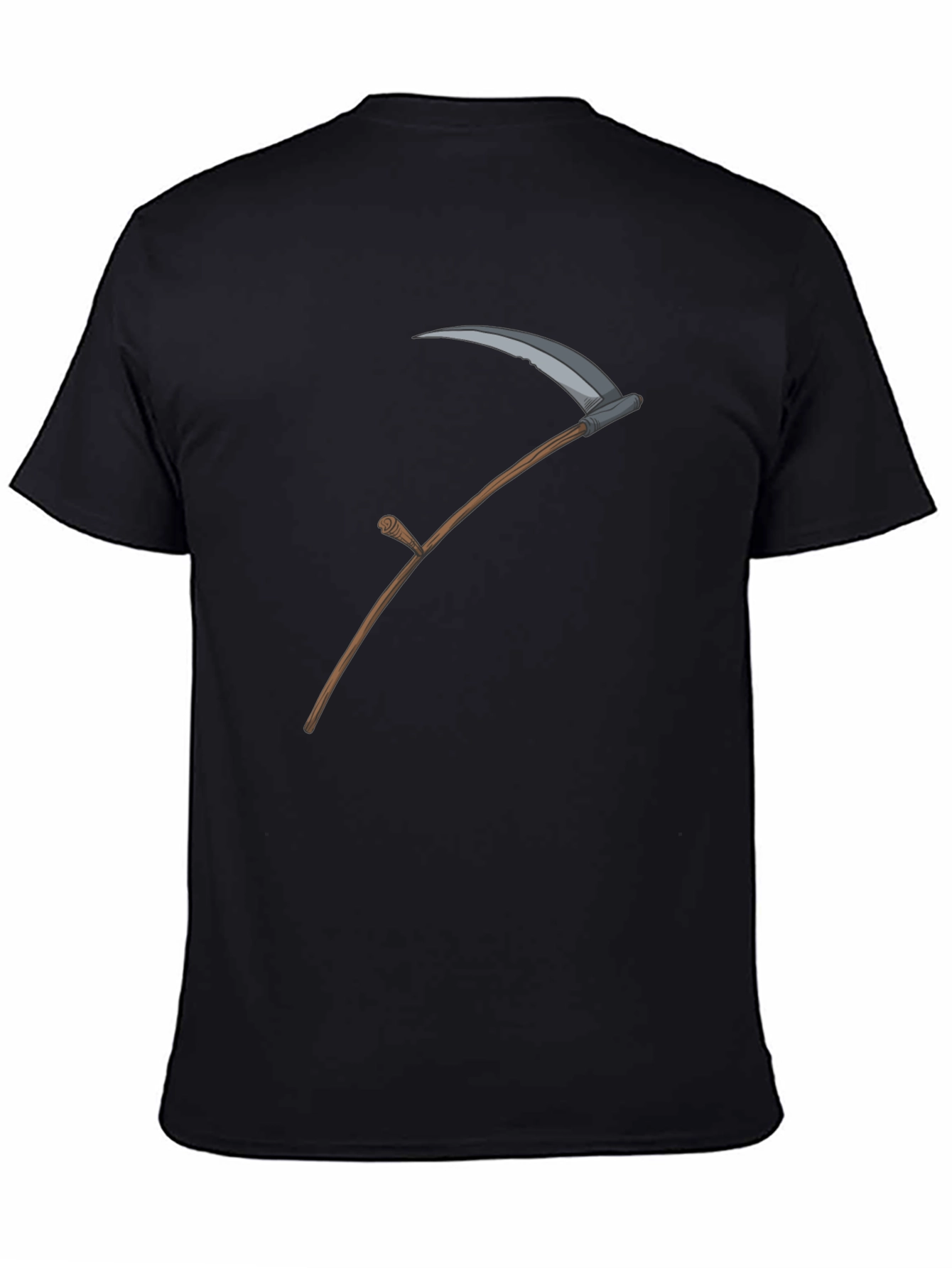 Black Grim Reaper Scythe Graphic Tee - Black Cotton T-Shirt view 4