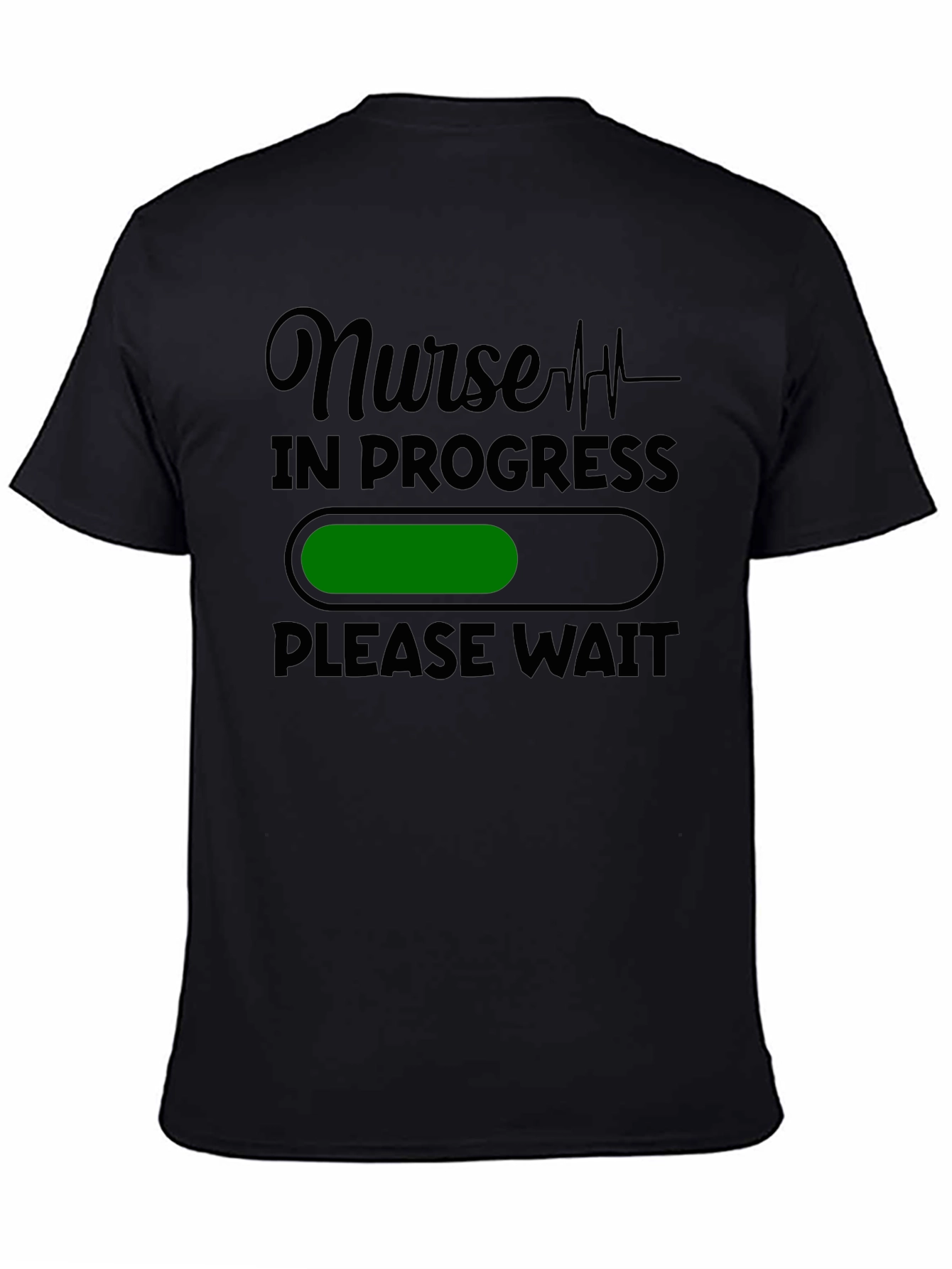Black Nurse in Progress T-Shirt - Please Wait Funny Nursing Tee view 4