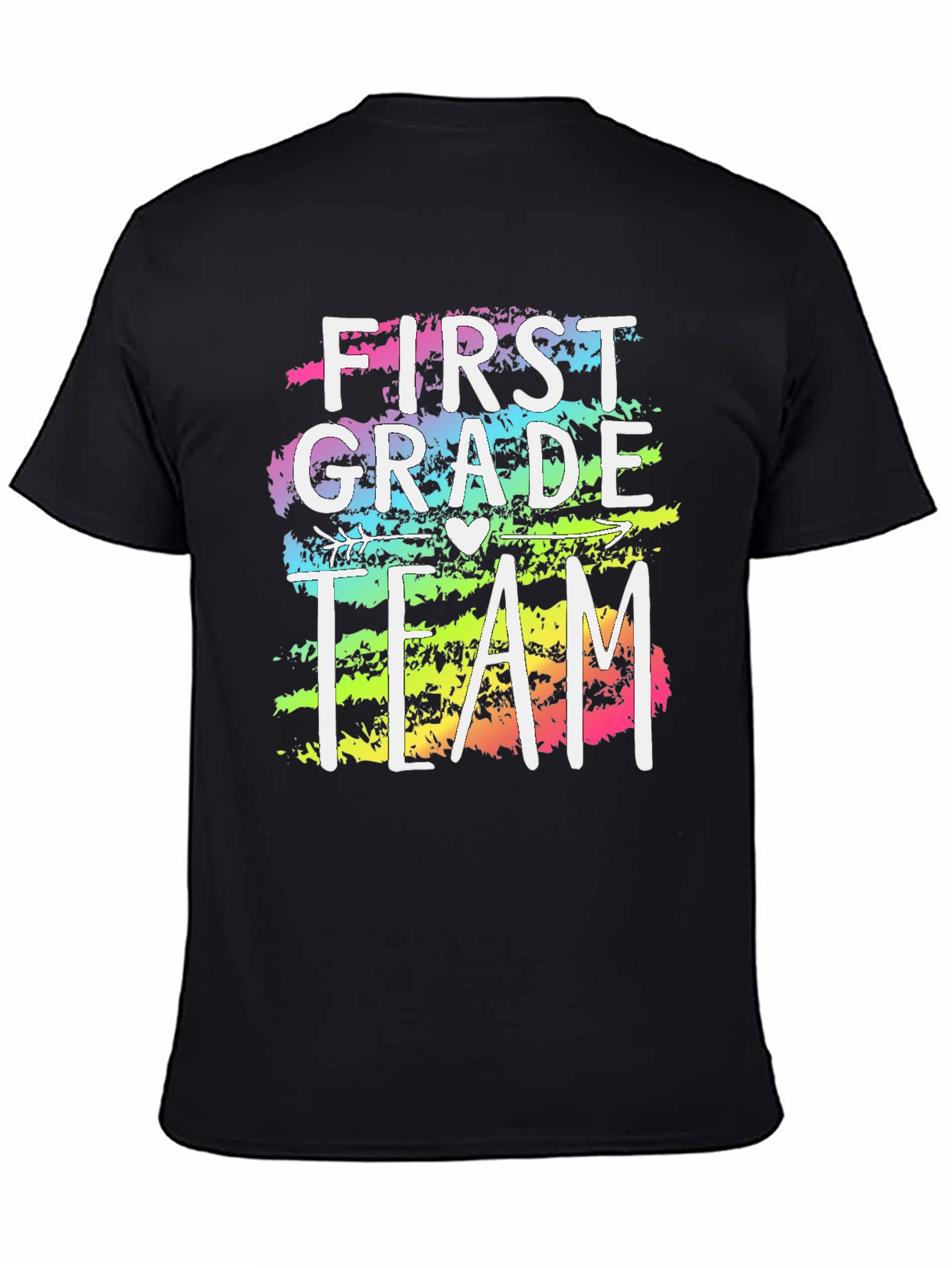 Black First Grade Team Teacher T-Shirt - Colorful Design view 4