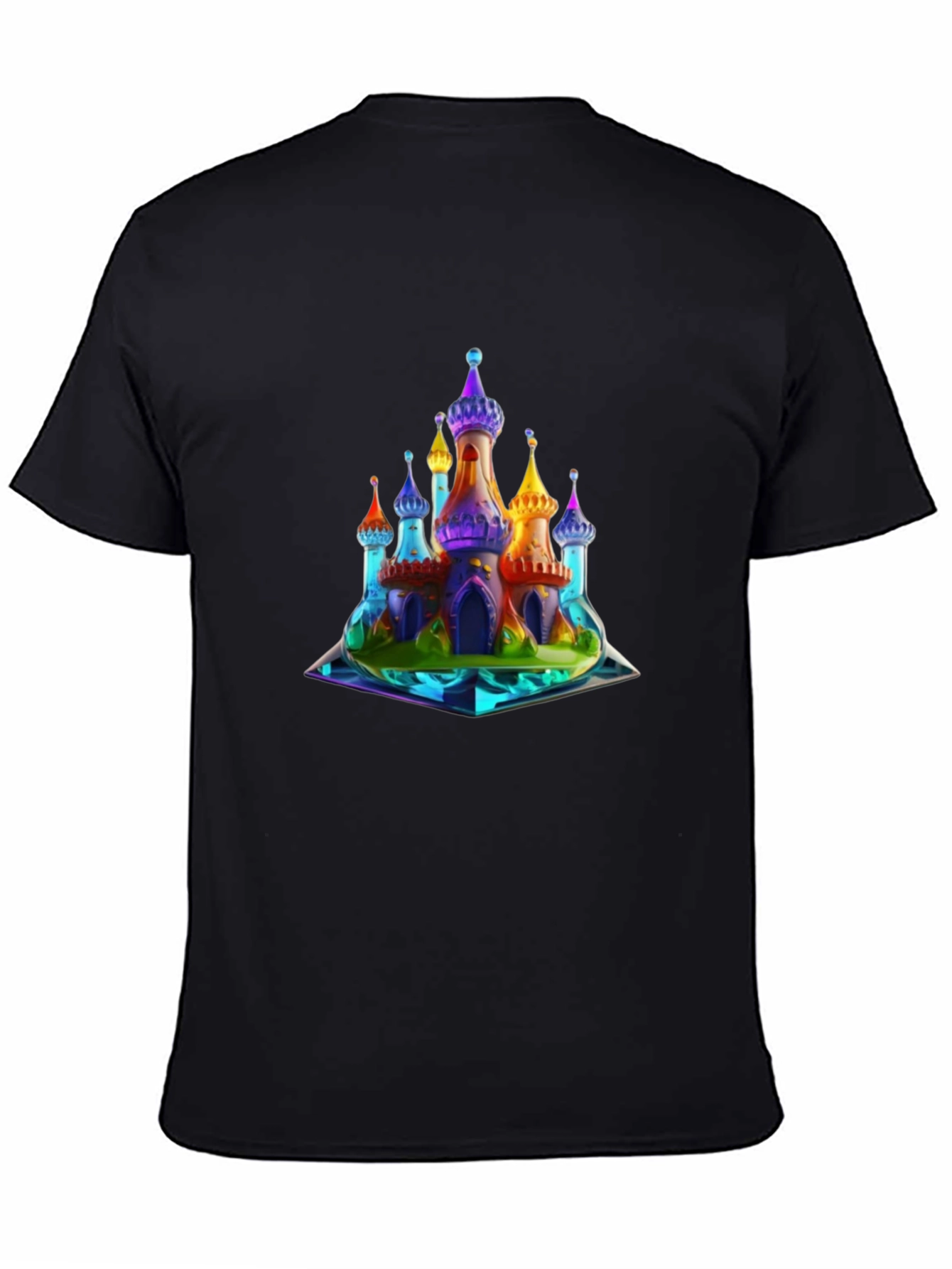 Black Rainbow Castle Graphic T-Shirt view 4