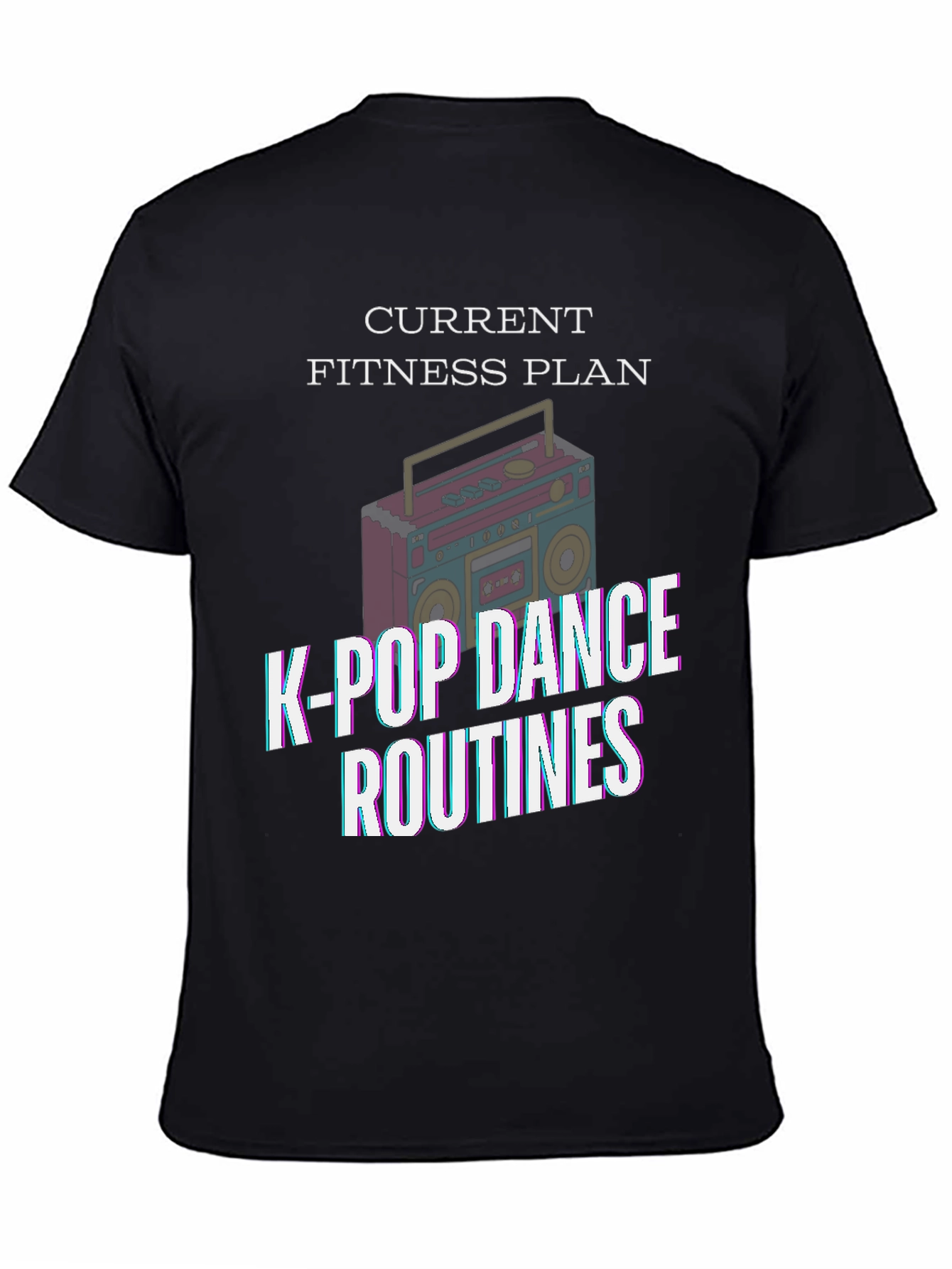 Black K-Pop Dance Fitness Plan Black T-Shirt view 4