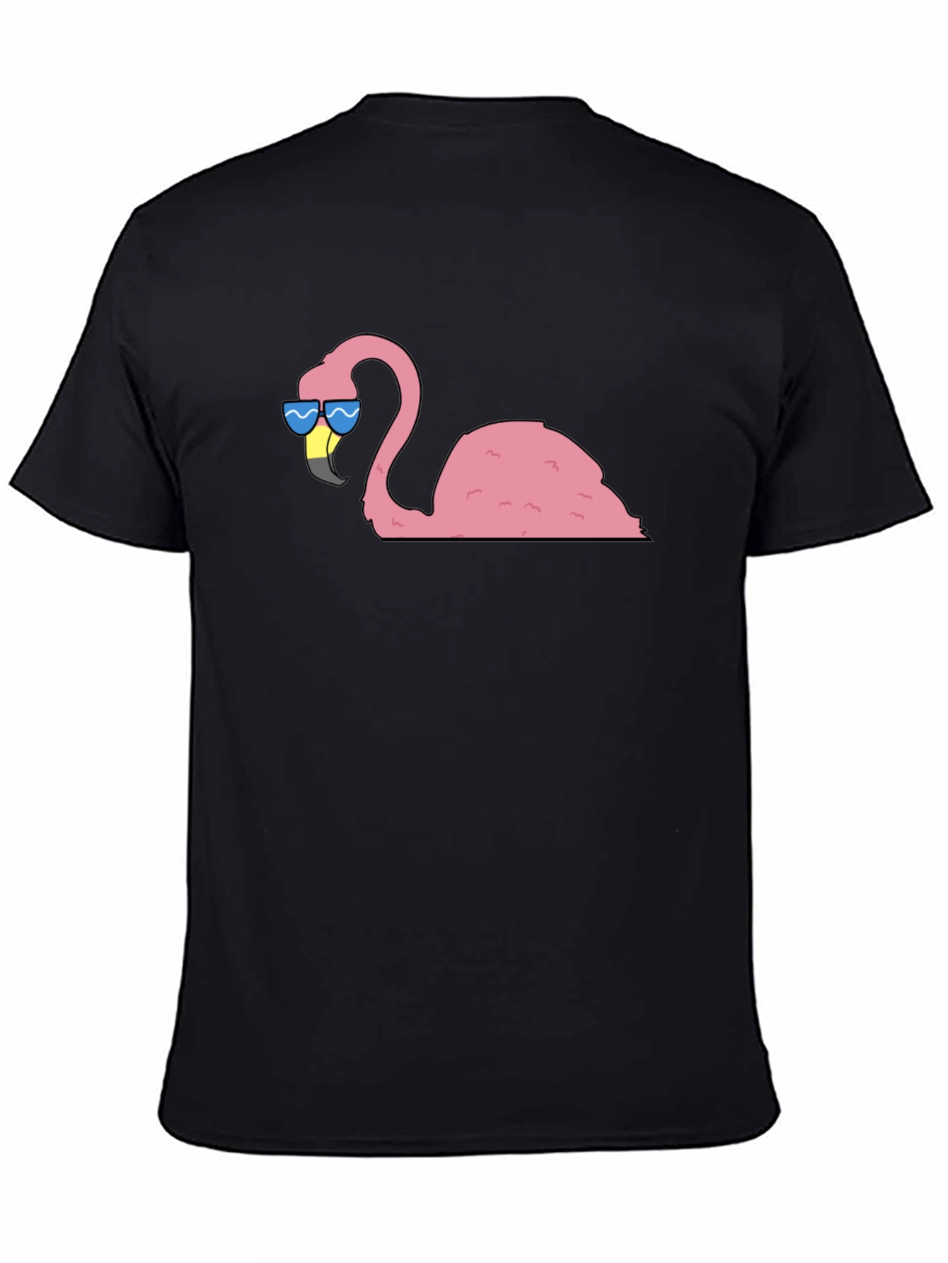 Black Cool Flamingo Graphic Tee - Black Cotton T-Shirt view 4