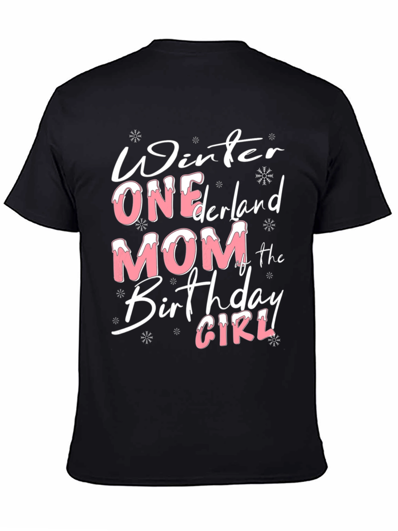 Black Winter ONEderland Mom Birthday Girl T-Shirt view 4
