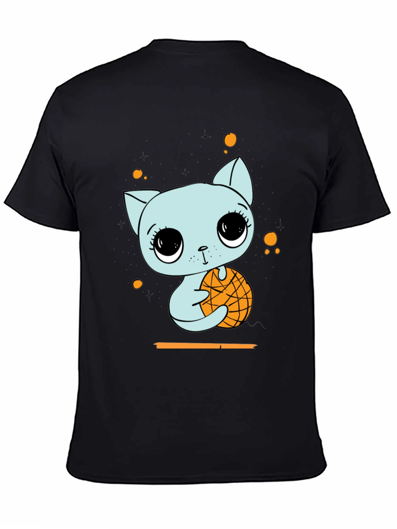 Black Cute Cat with Basketball Graphic T-Shirt view 4