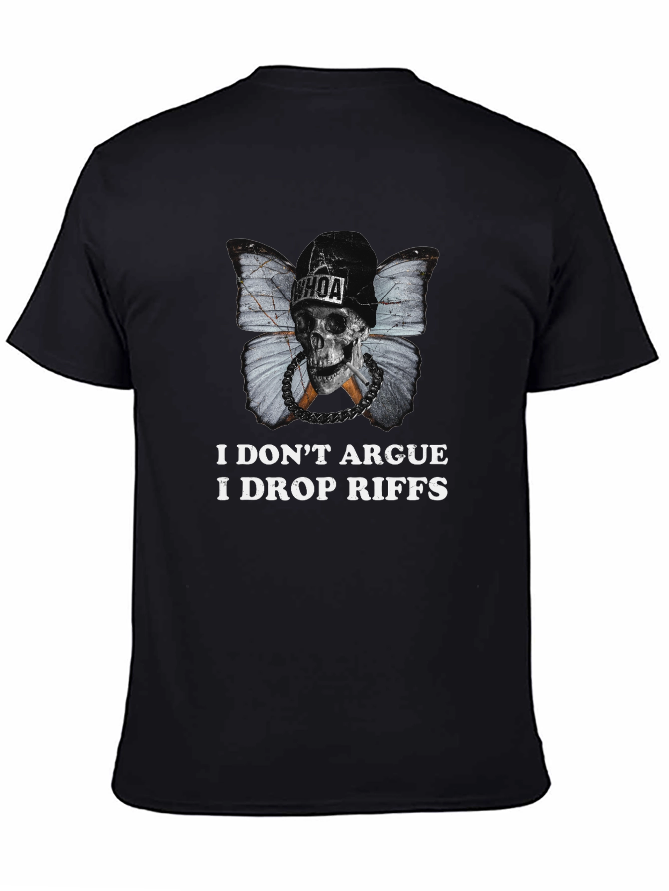 Black Edgy "I Don't Argue I Drop Riffs" Graphic T-Shirt view 4