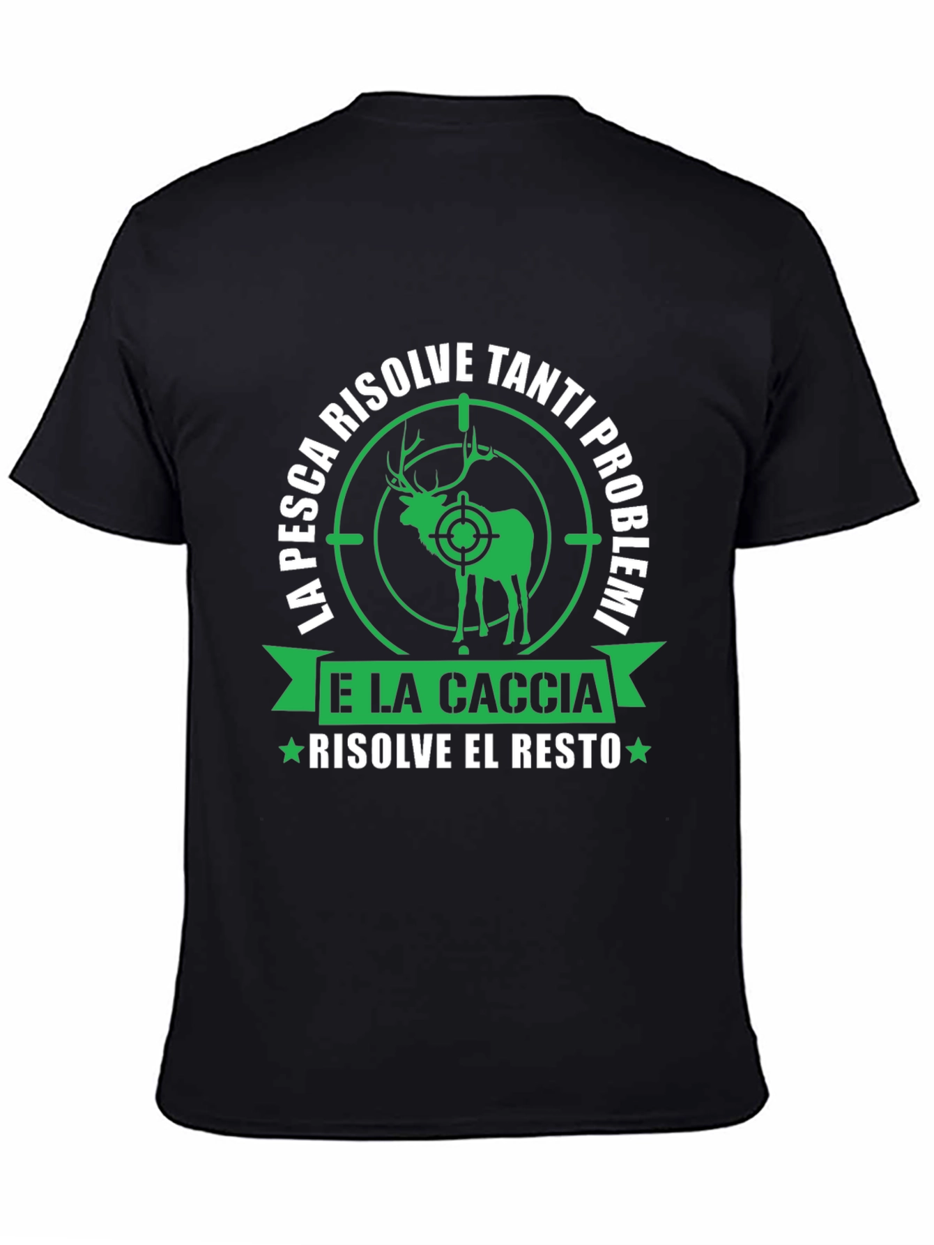 Black Fishing & Hunting T-Shirt: Problem Solver Tee view 4