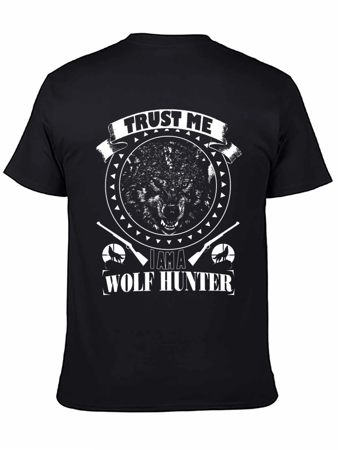 Black Trust Me Wolf Hunter Graphic T-Shirt view 4