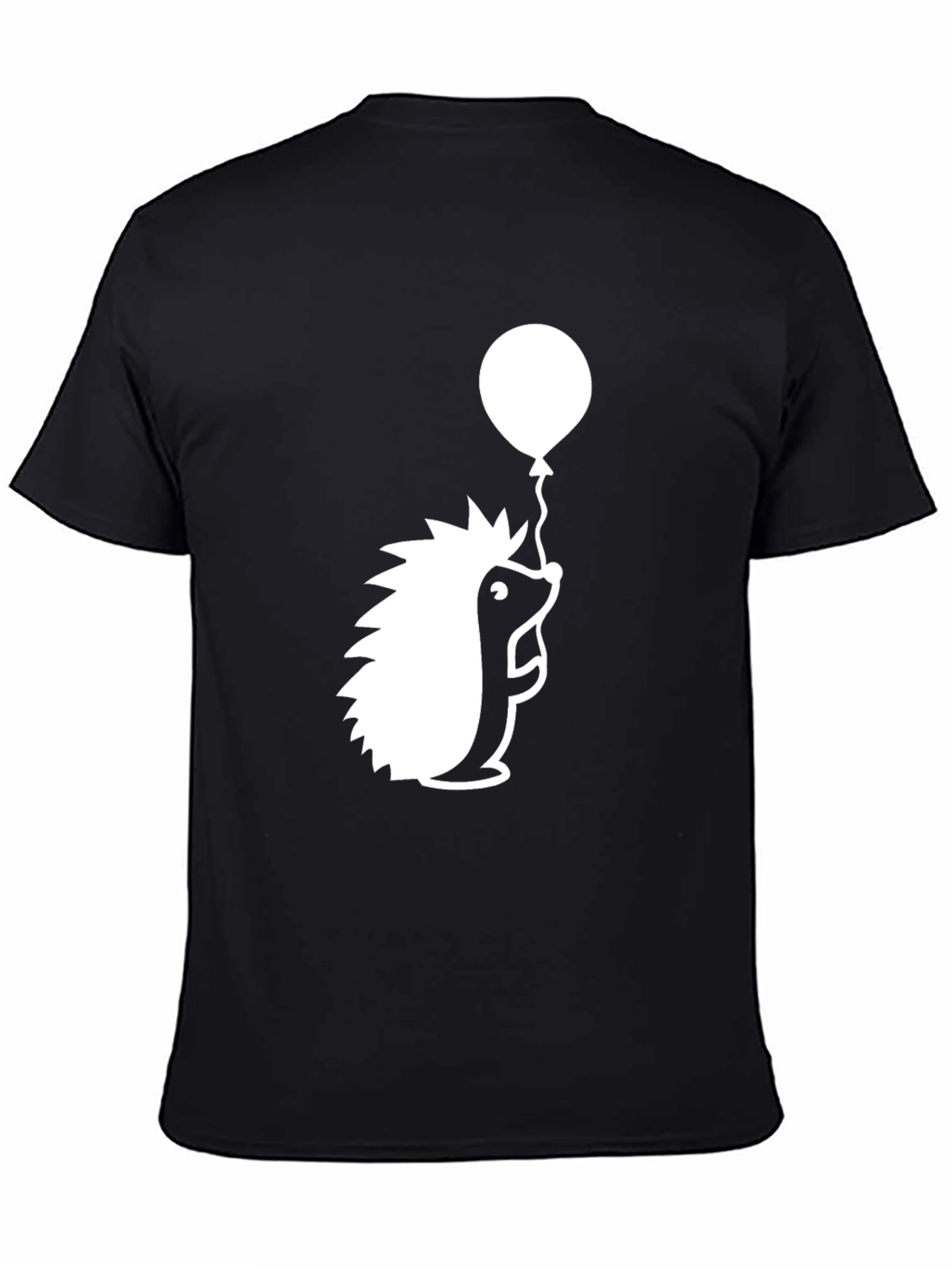 Black Hedgehog with Balloon Black T-Shirt view 4