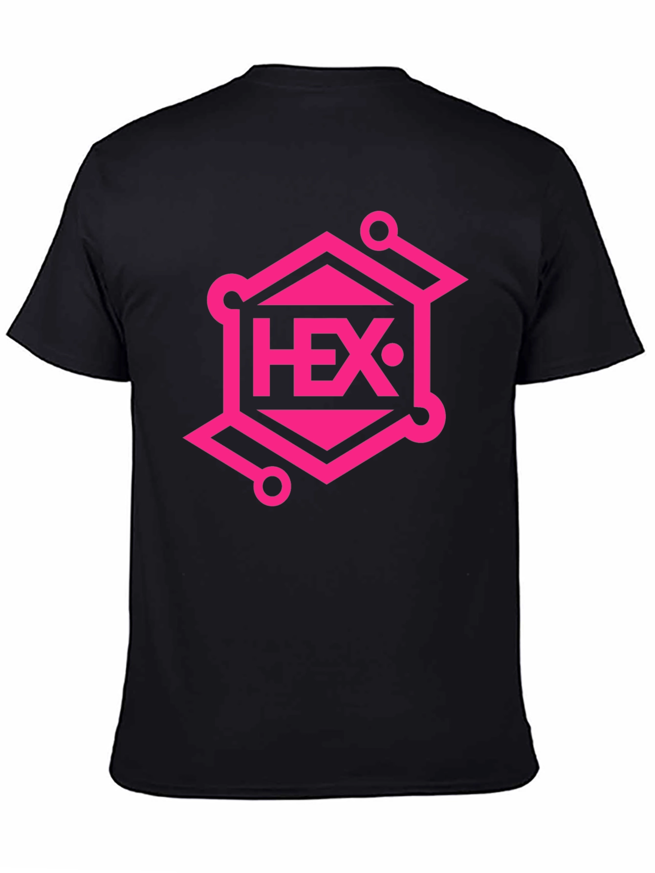 Black HEX Crypto T-Shirt - Black with Pink Design view 4
