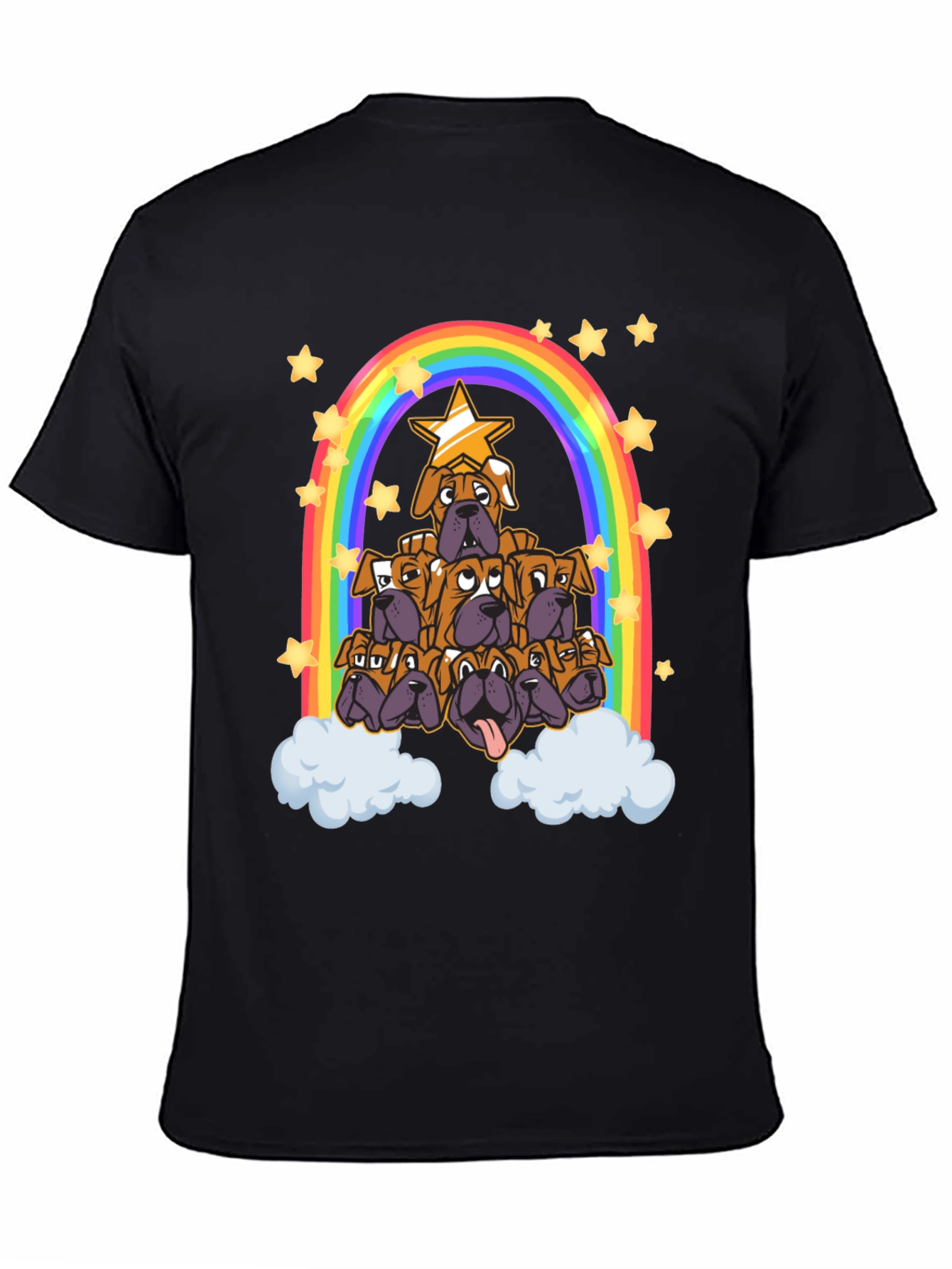 Black Boxer Dog Rainbow T-Shirt view 4