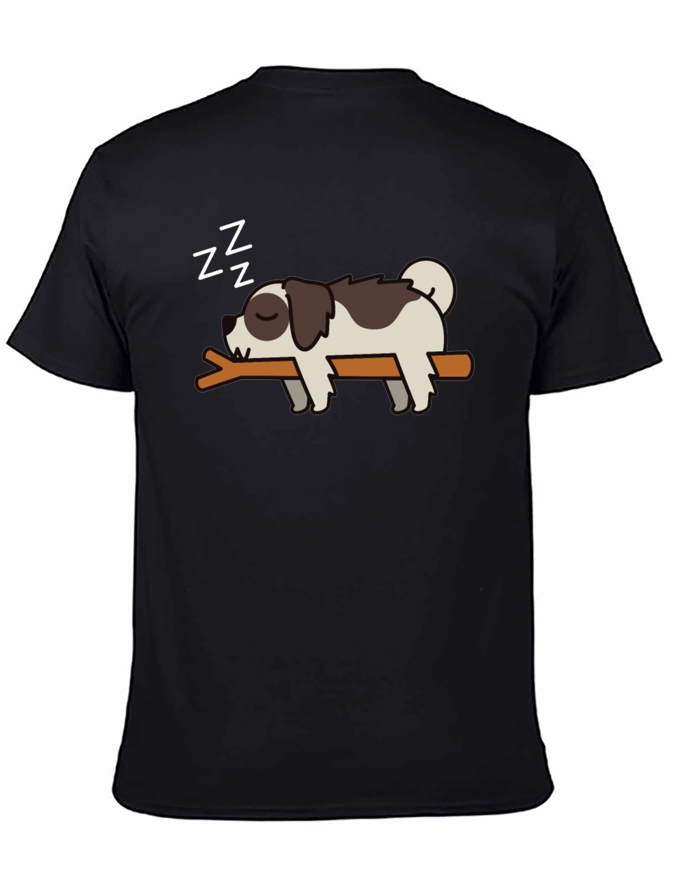 Black Cute Sleeping Dog T-Shirt - Men's Black Tee view 4