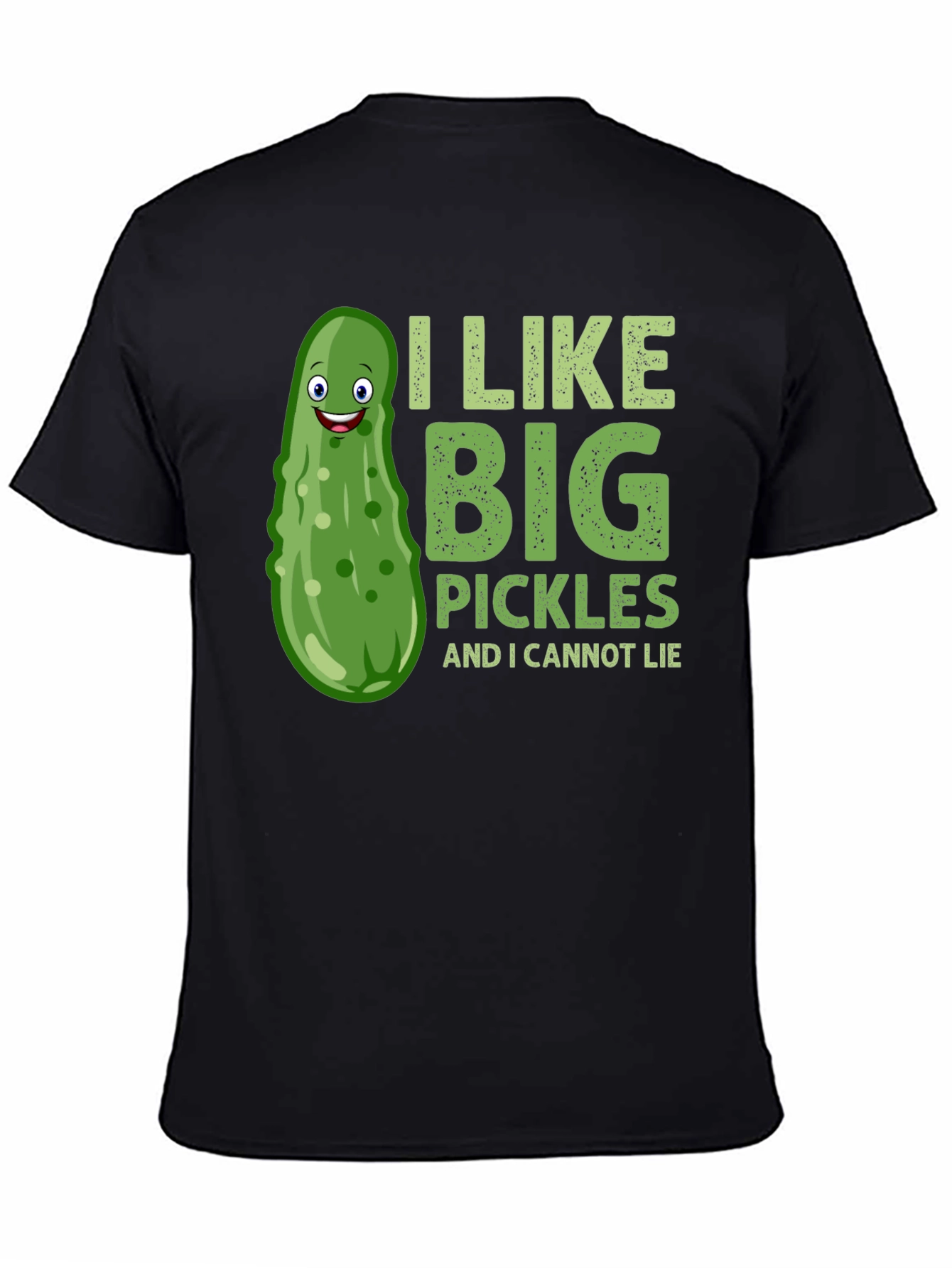 Black Funny Pickle T-Shirt - I Like Big Pickles Tee view 4