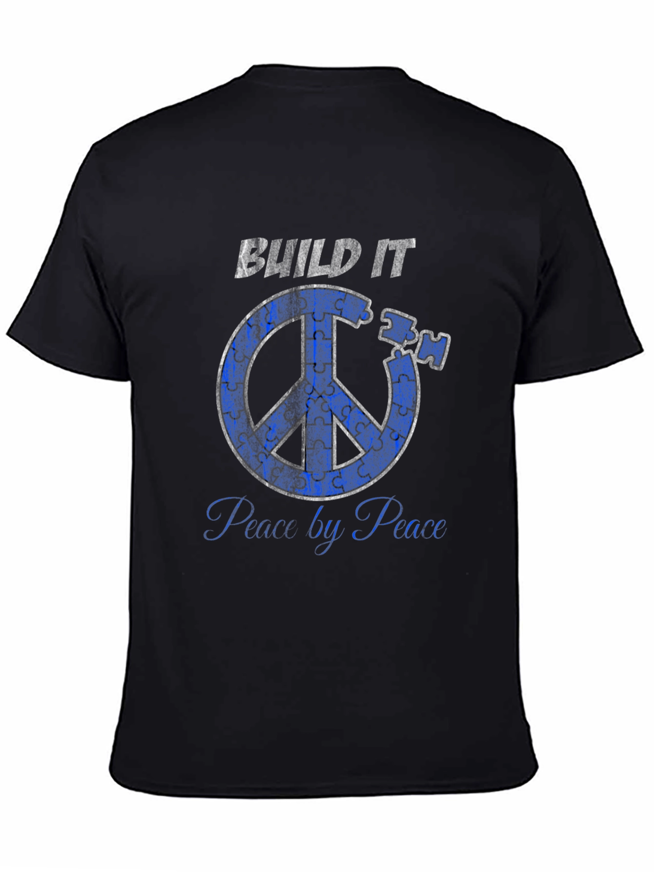Black Build It Peace by Peace T-Shirt view 4