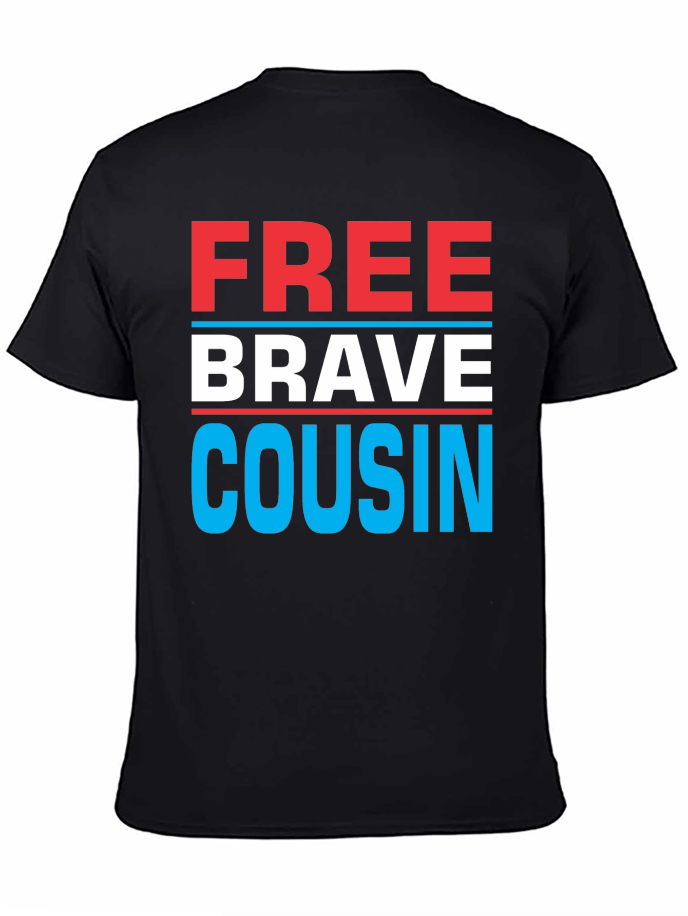 Black Free Brave Cousin T-Shirt - Patriotic Family Tee view 4