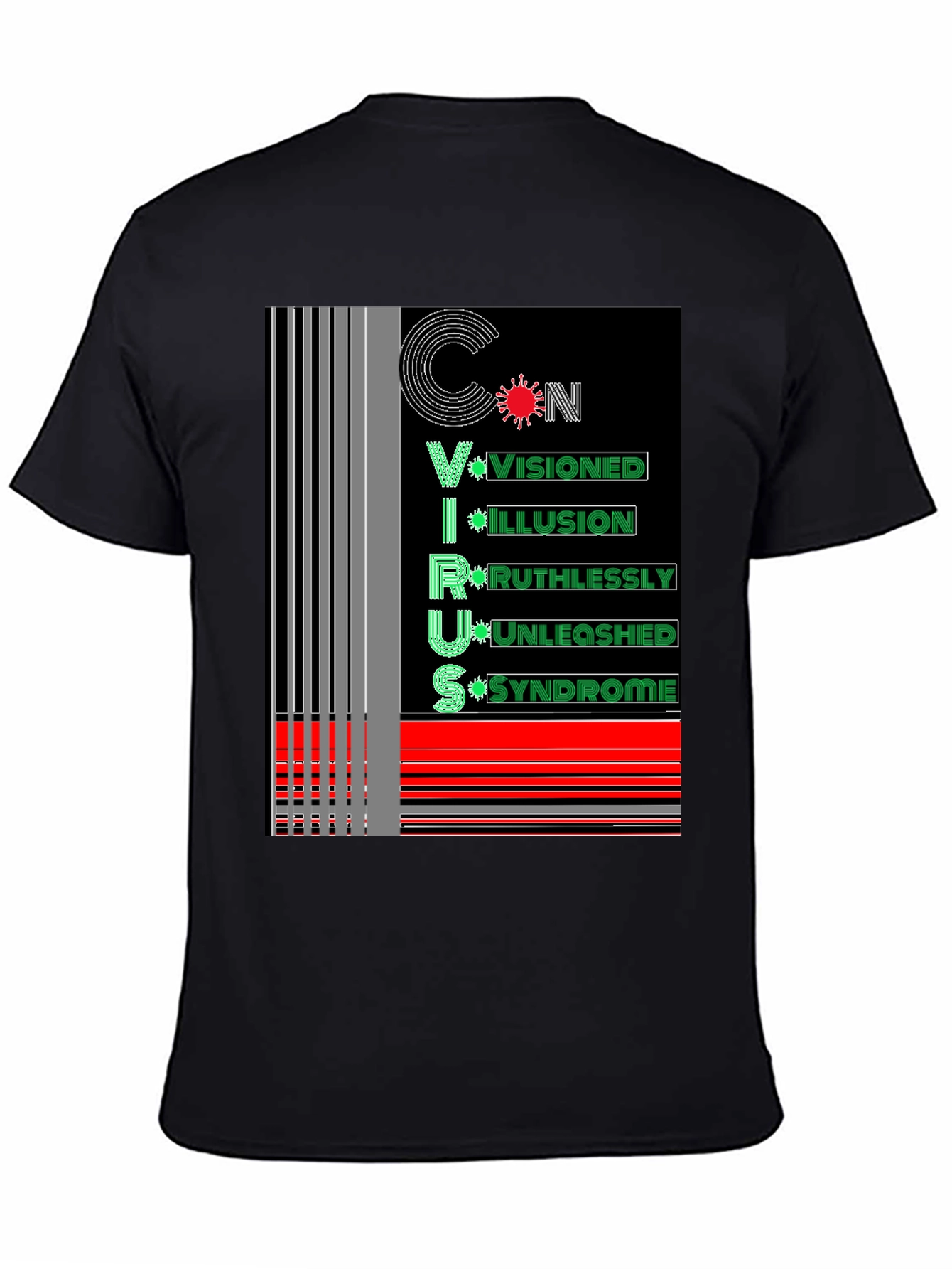 Black Unique Virus Graphic Tee - Black Cotton view 4