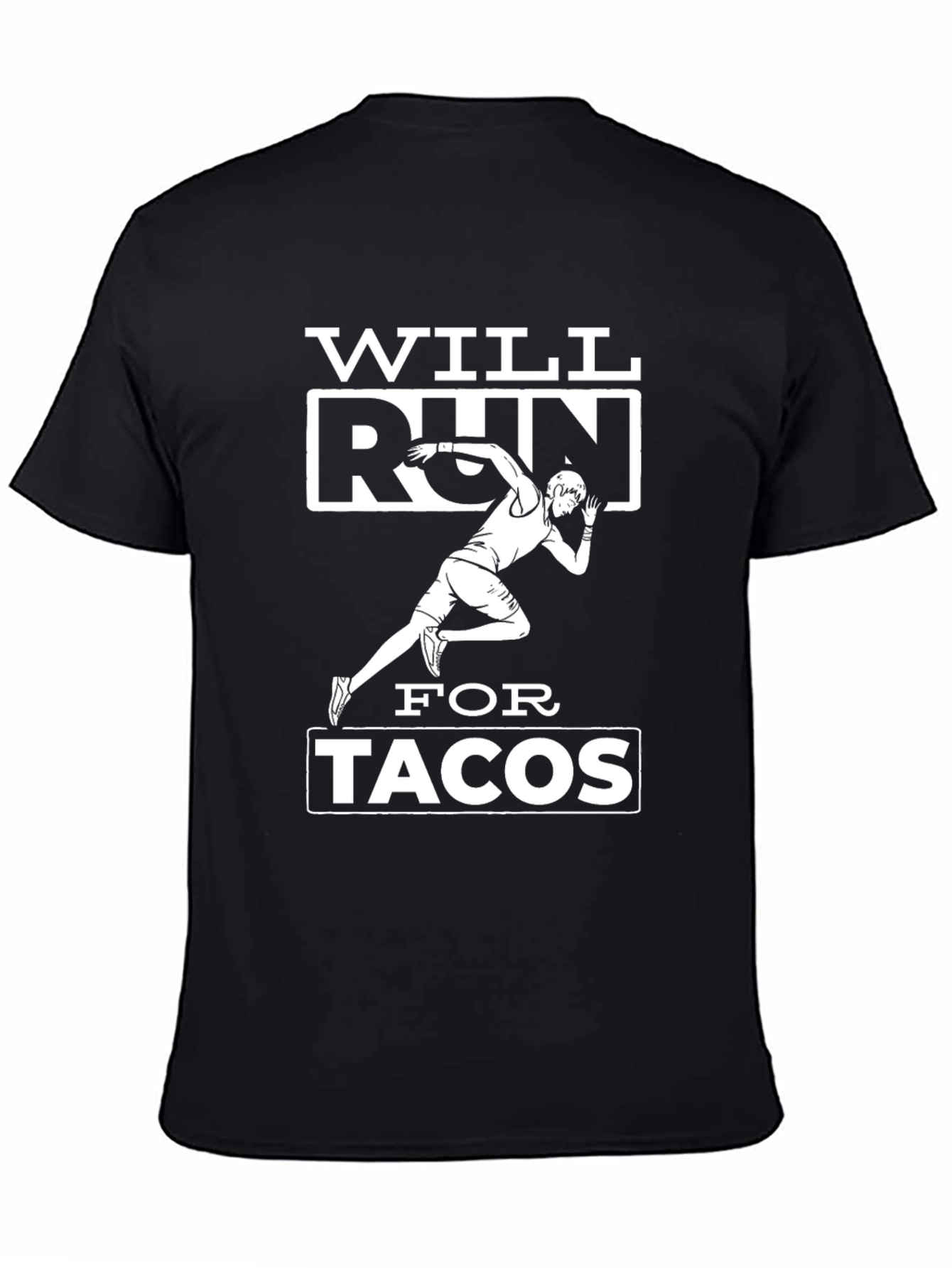 Black Will Run for Tacos Black Graphic T-Shirt view 4