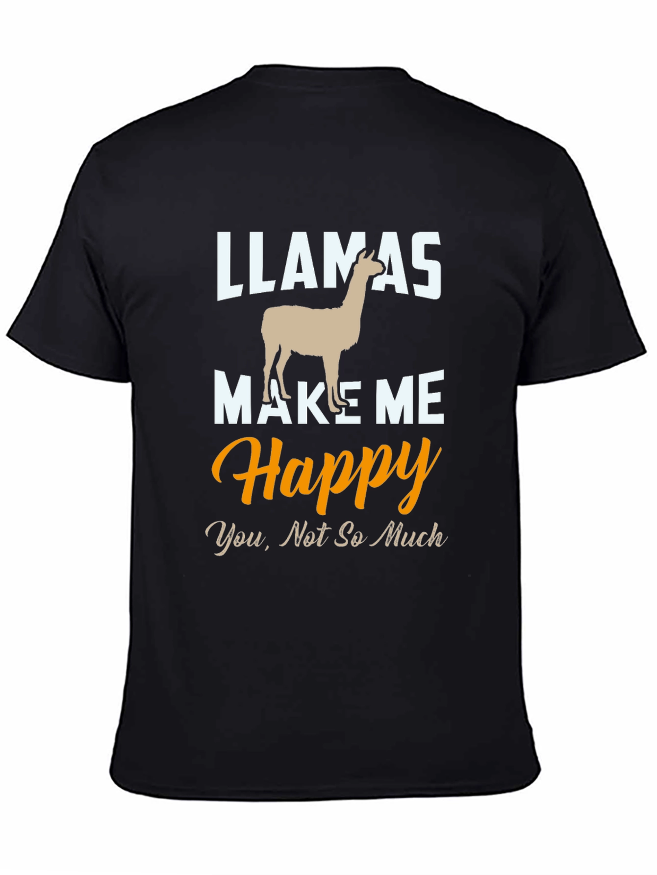 Black Llamas Make Me Happy T-Shirt view 4