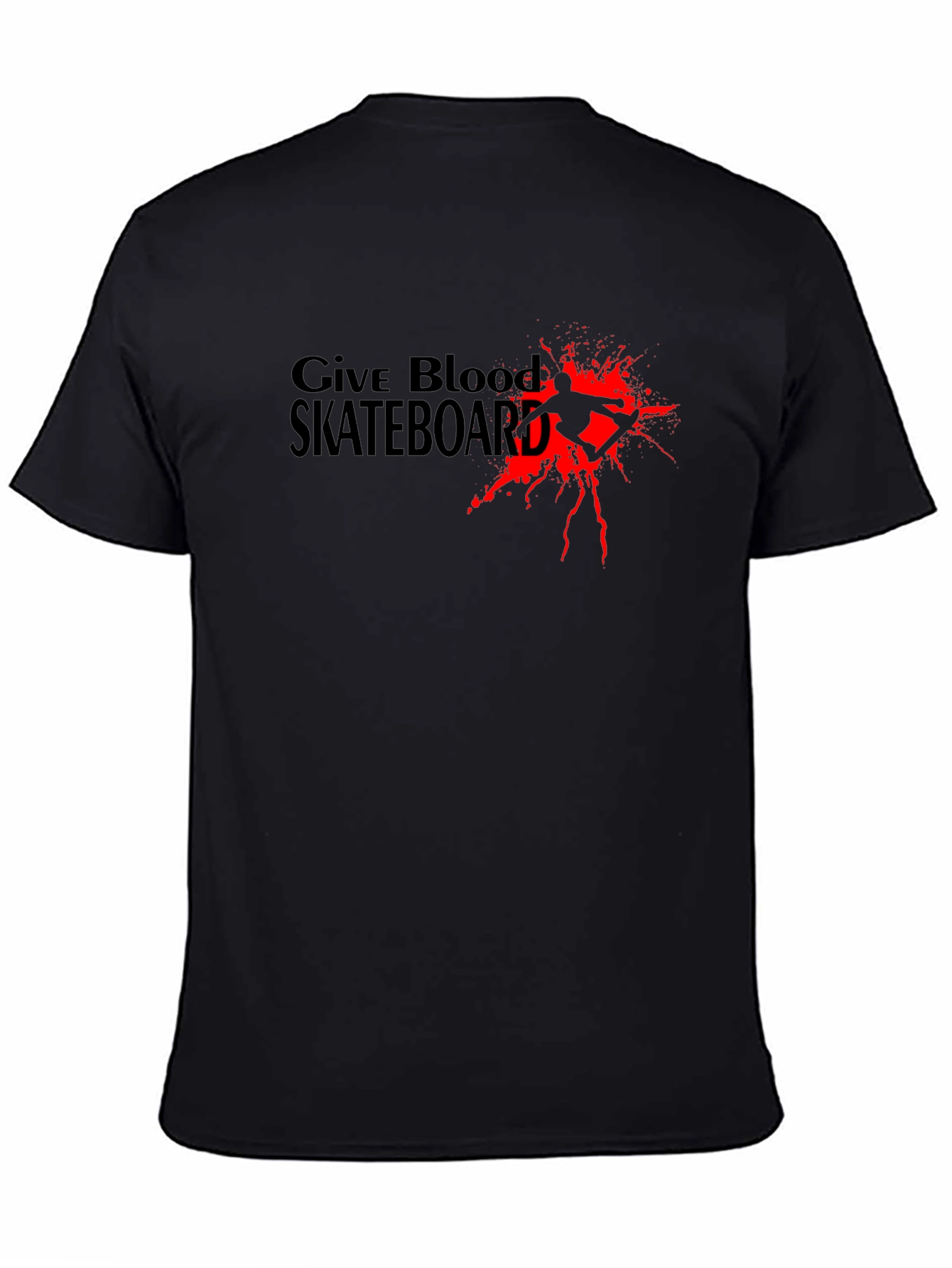 Black Give Blood Skateboard Black T-Shirt view 4