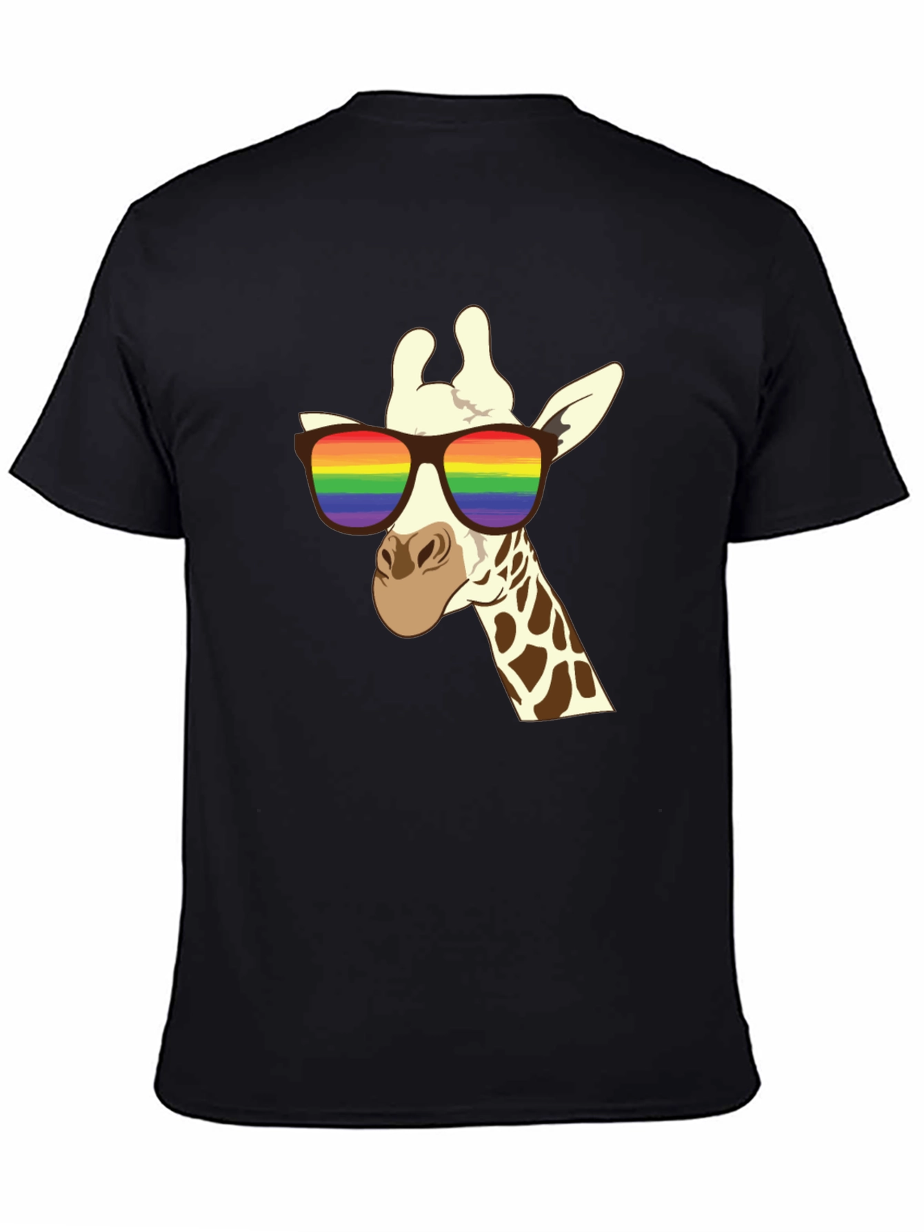 Black Cool Giraffe LGBTQ Pride T-Shirt view 4