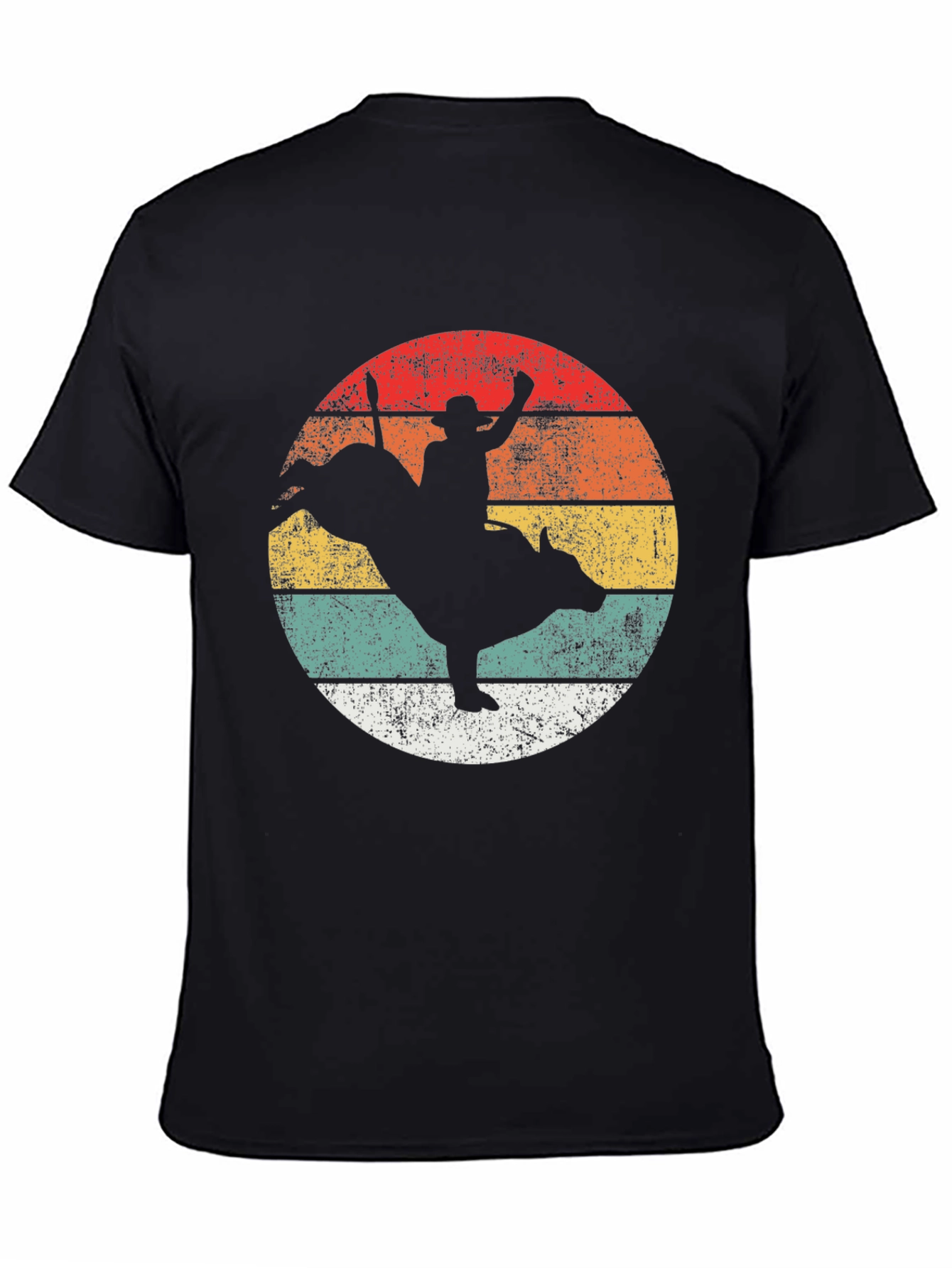 Black Retro Rodeo T-Shirt - Western Bull Riding Tee view 4