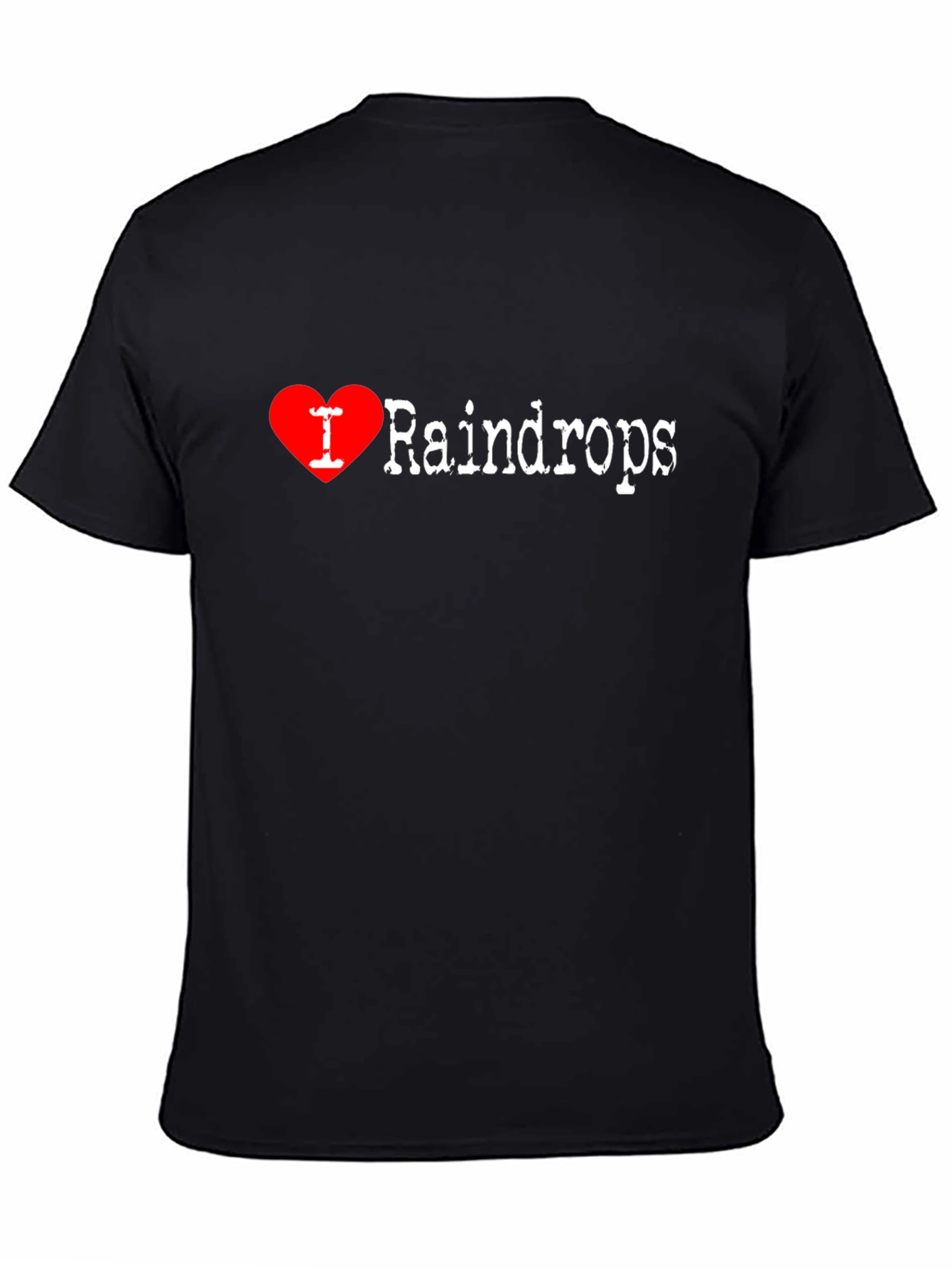 Black I Love Raindrops T-Shirt - Comfortable Black Tee view 4
