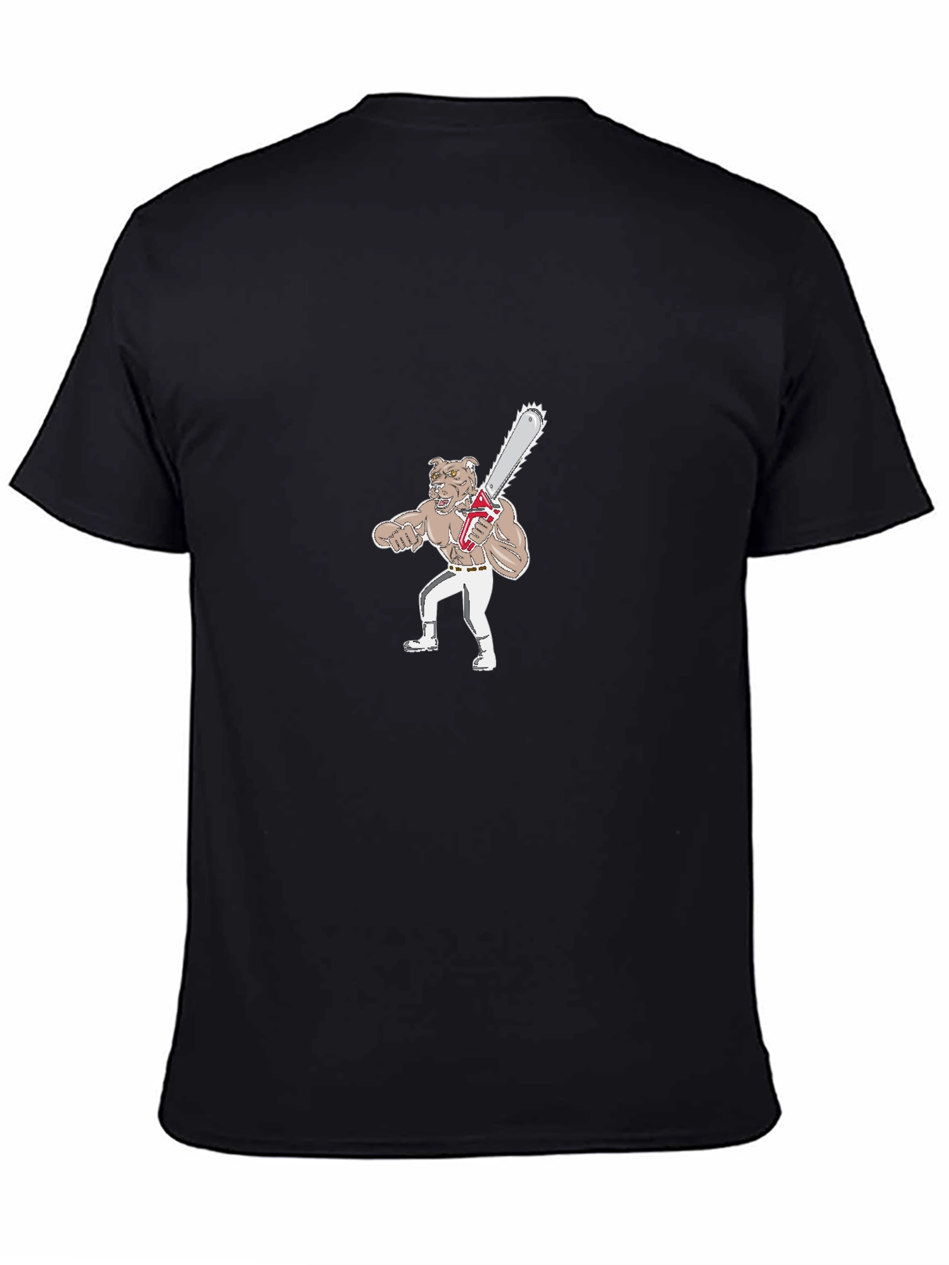 Black Dog with Chainsaw Graphic T-Shirt view 4
