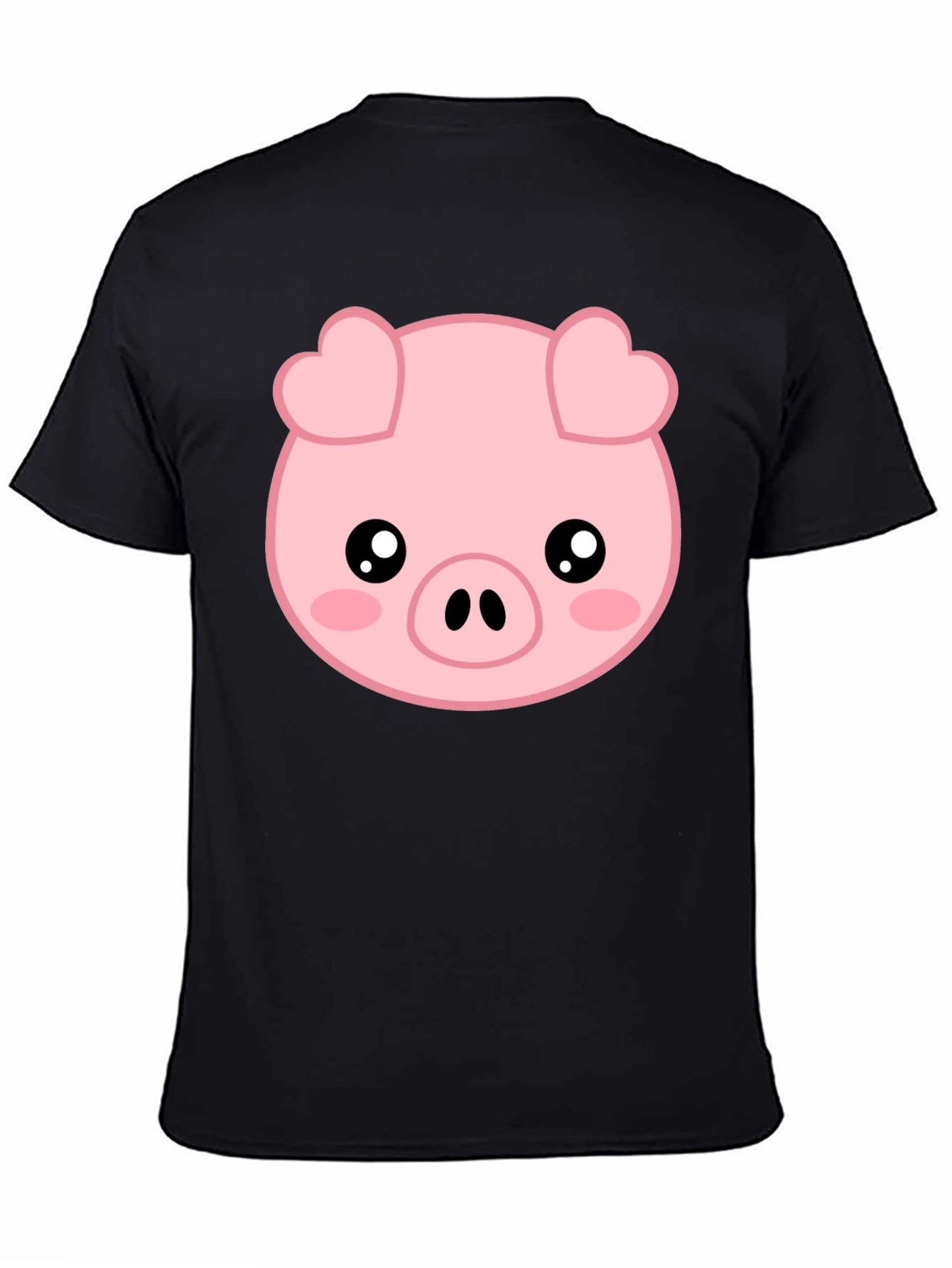 Black Cute Pig Graphic Tee - Black view 4