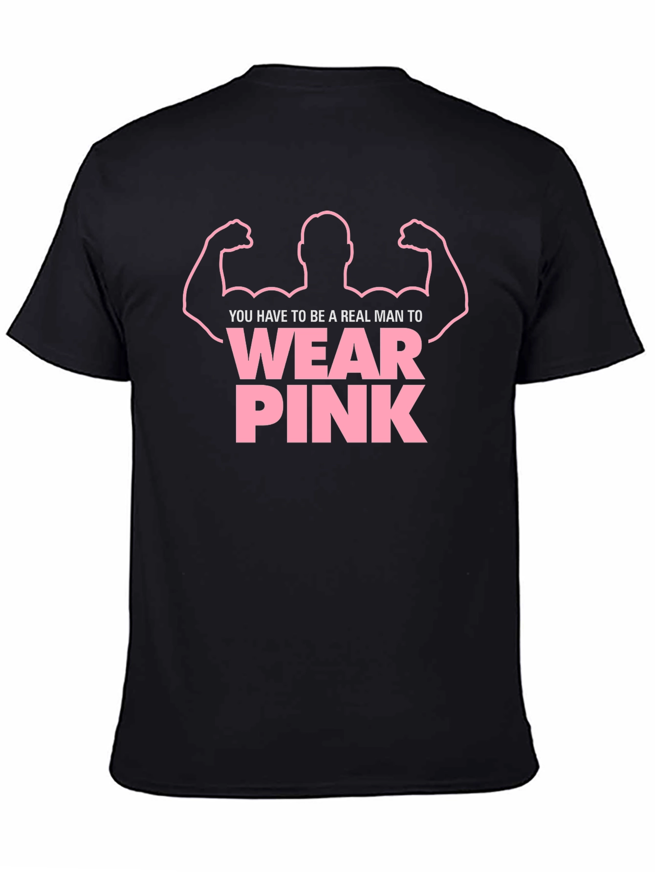 Black Real Man Wear Pink Graphic Tee view 4