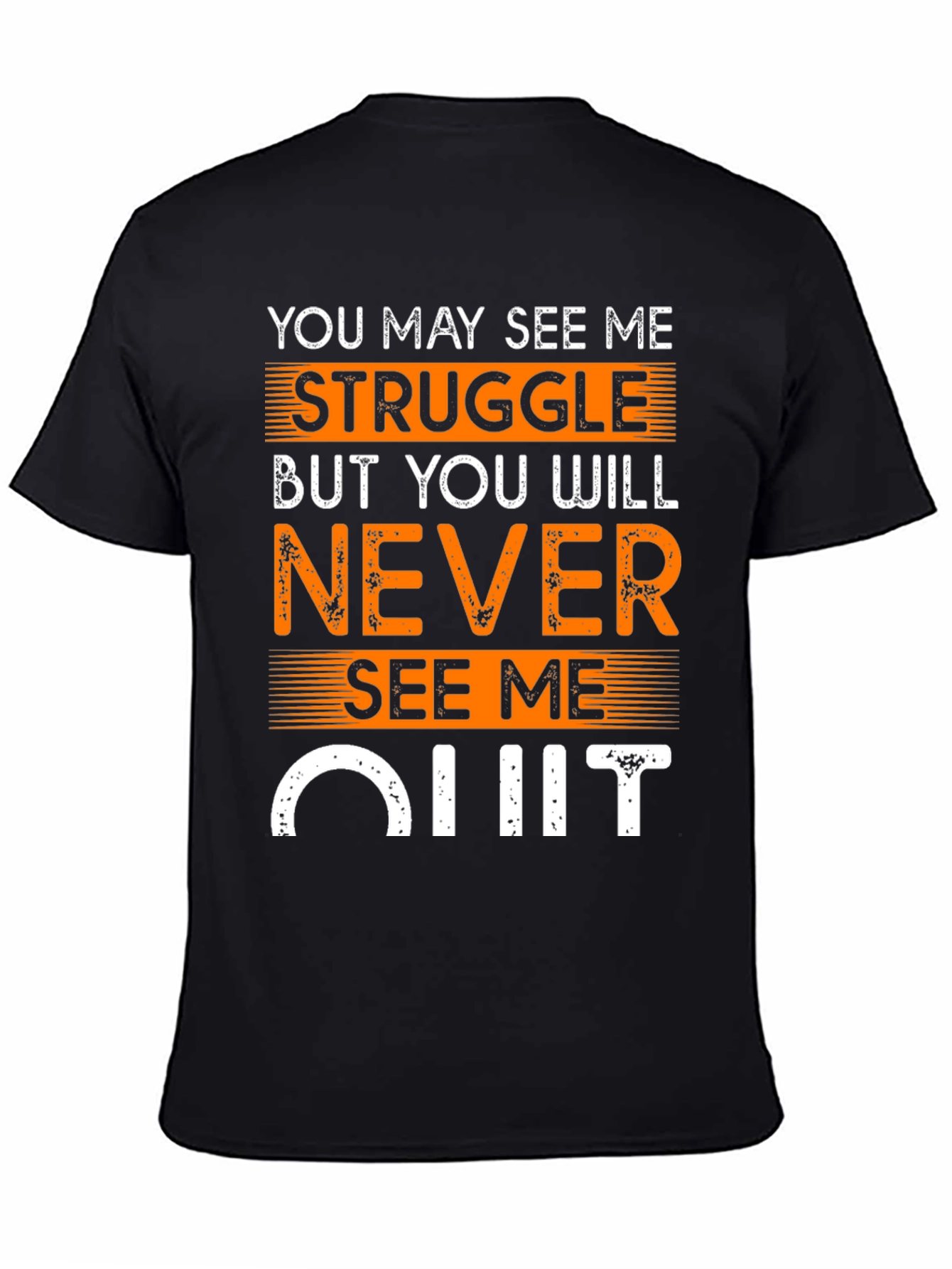 Black Motivational T-Shirt: Never Quit view 4