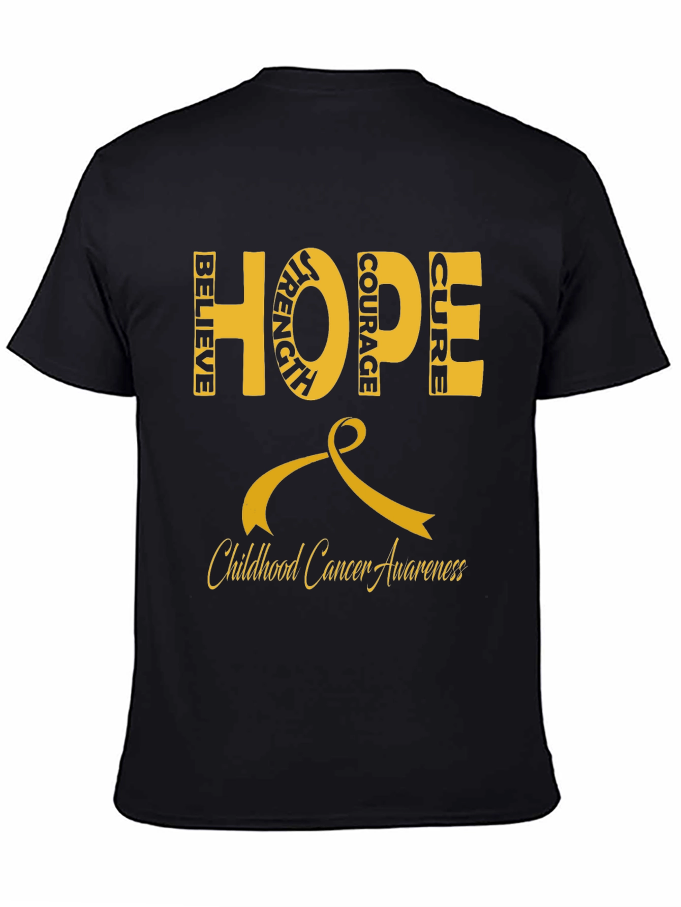 Black Childhood Cancer Awareness Hope T-Shirt view 4
