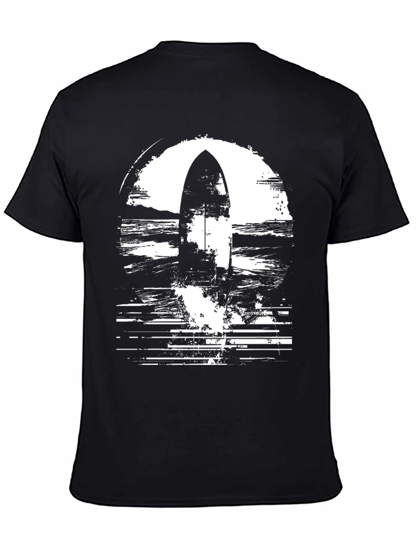 Black Surfboard Graphic Tee - Coastal Style - 4