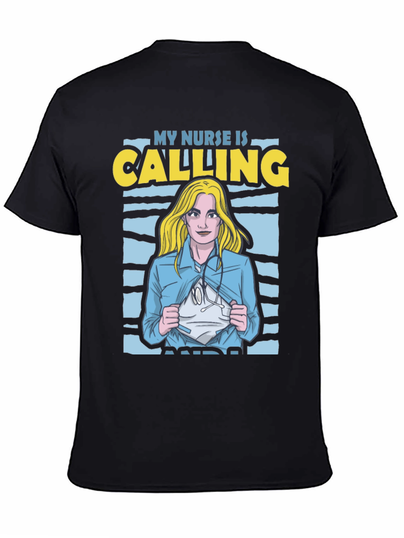 Black My Nurse Is Calling T-Shirt view 4