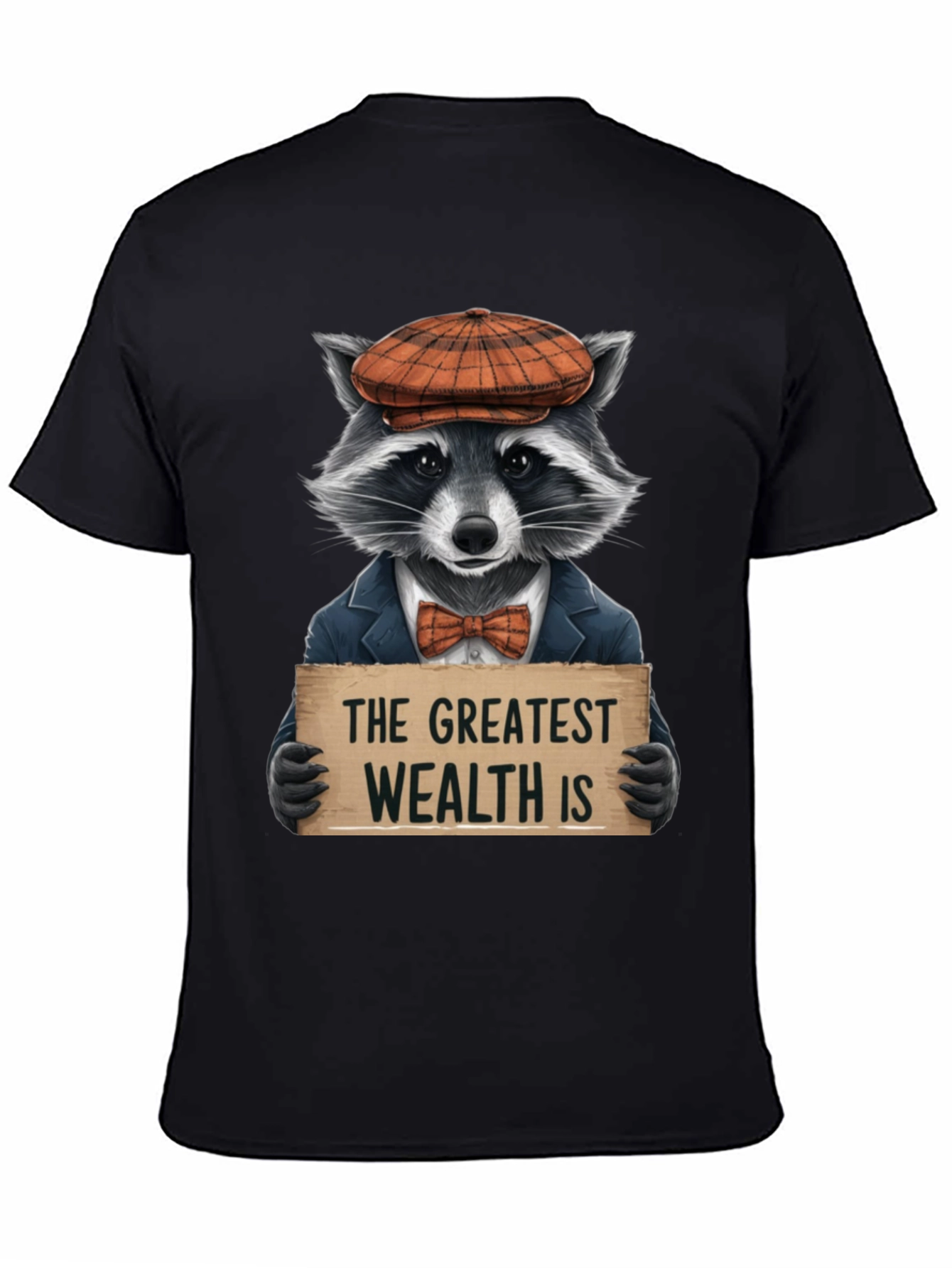 Black The Greatest Wealth Raccoon T-Shirt view 4