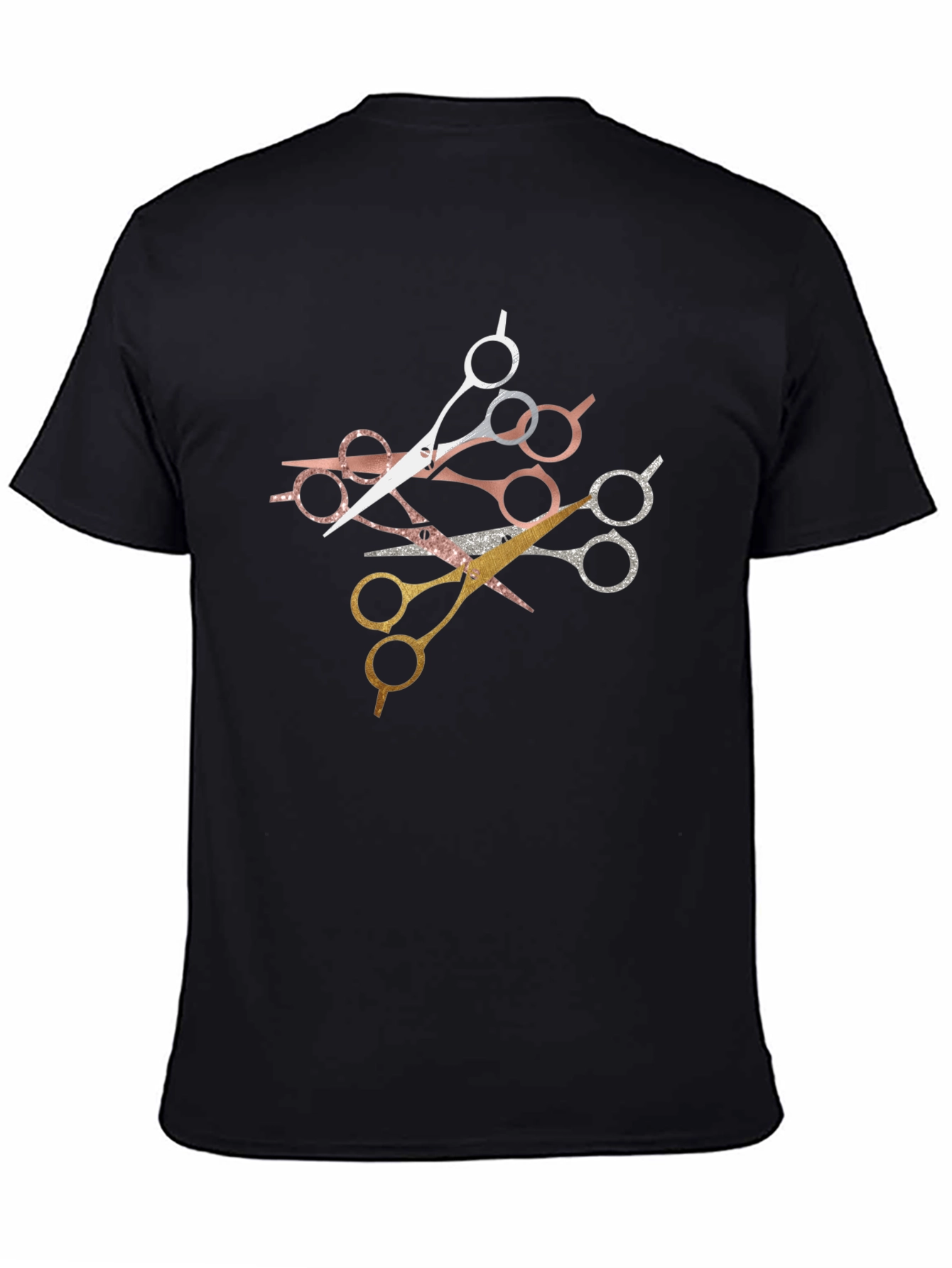 Black Stylish Scissors Graphic T-Shirt - Barber Edition view 4