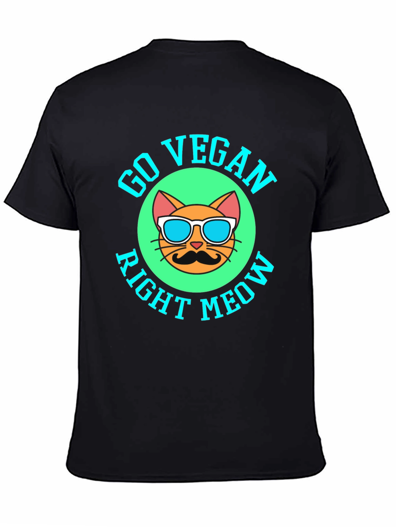 Black Go Vegan Right Meow T-Shirt view 4