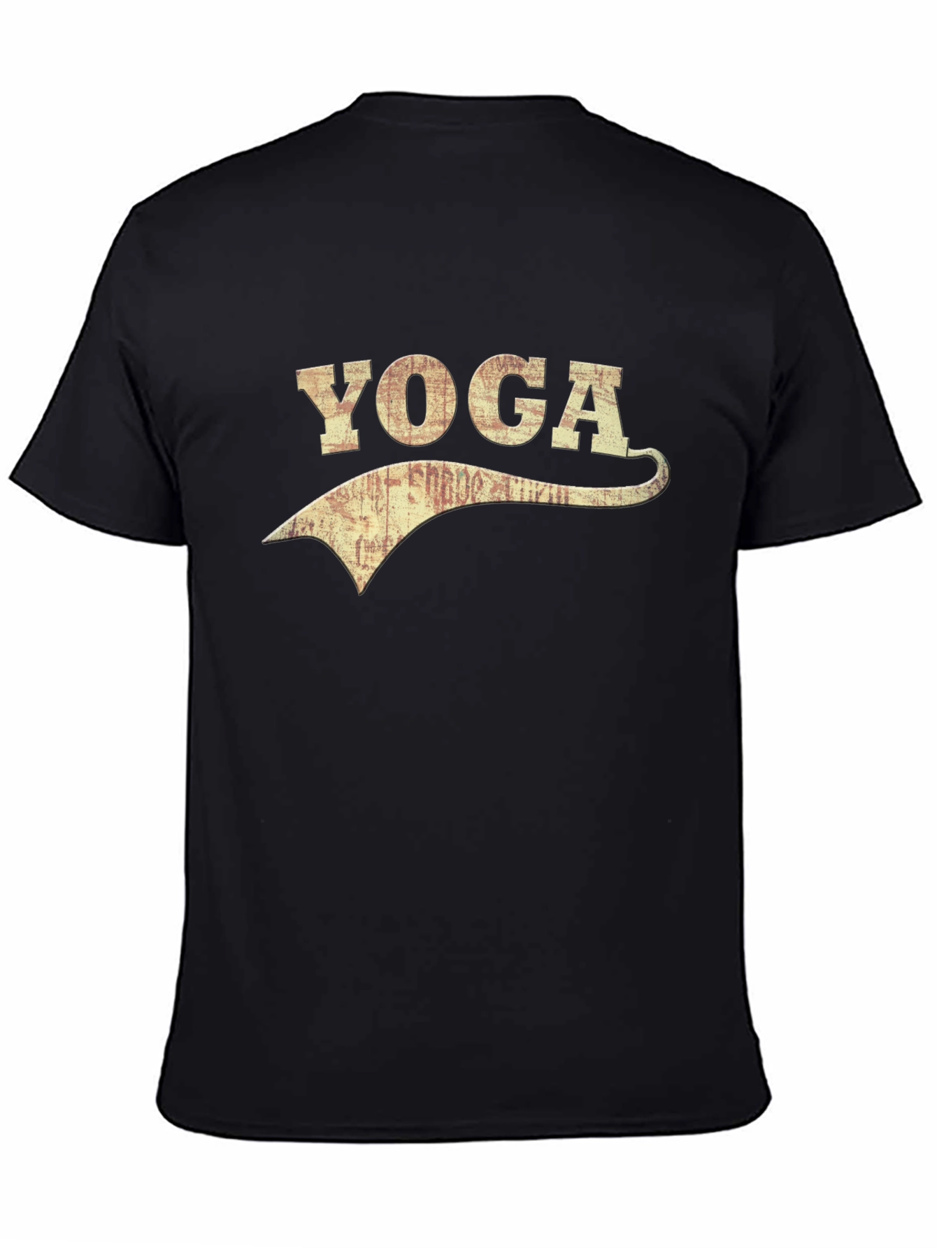 Black Vintage Yoga Graphic Tee - Black Cotton Blend view 4
